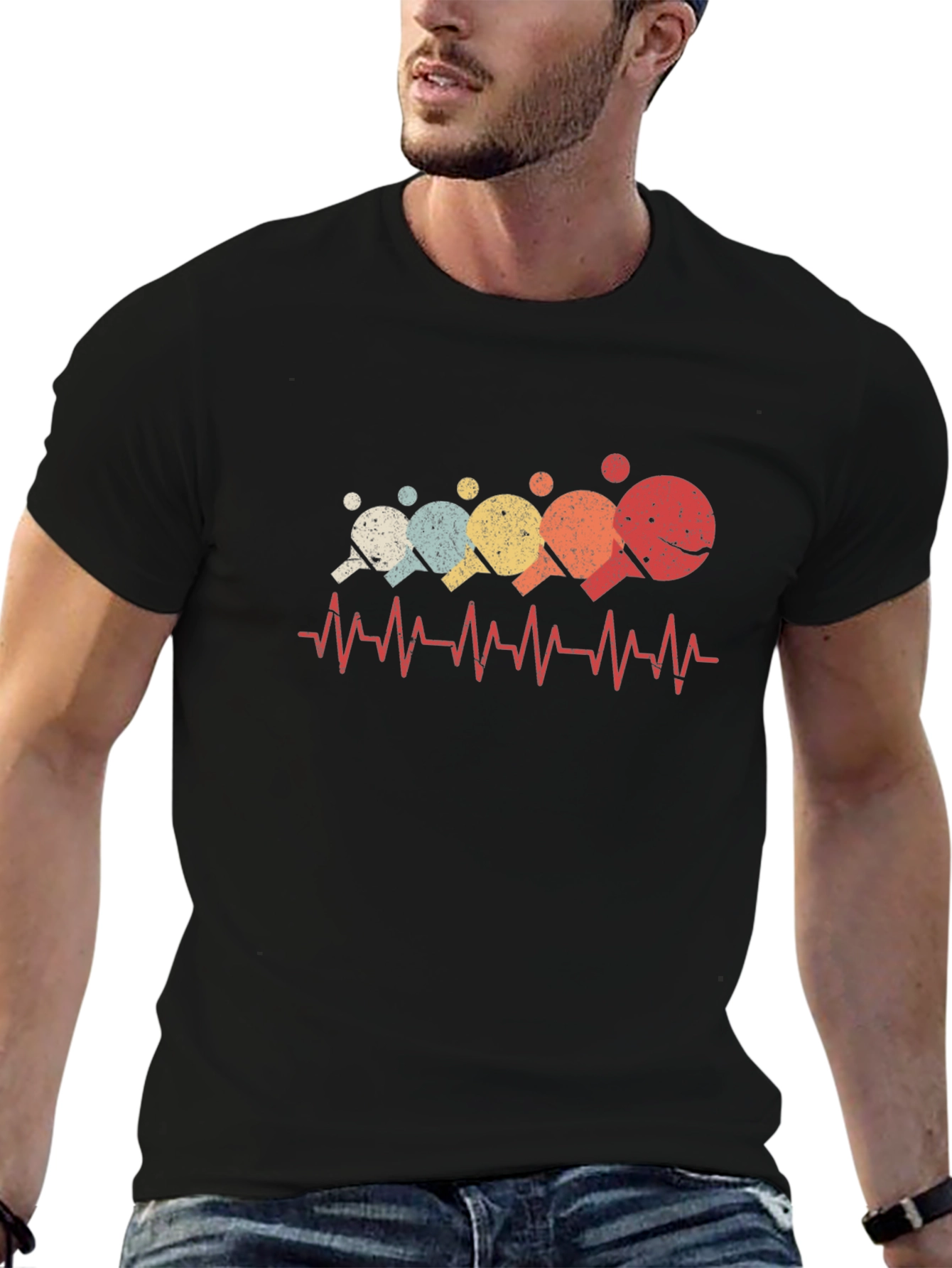 Retro Ping Pong Heartbeat Graphic Tee