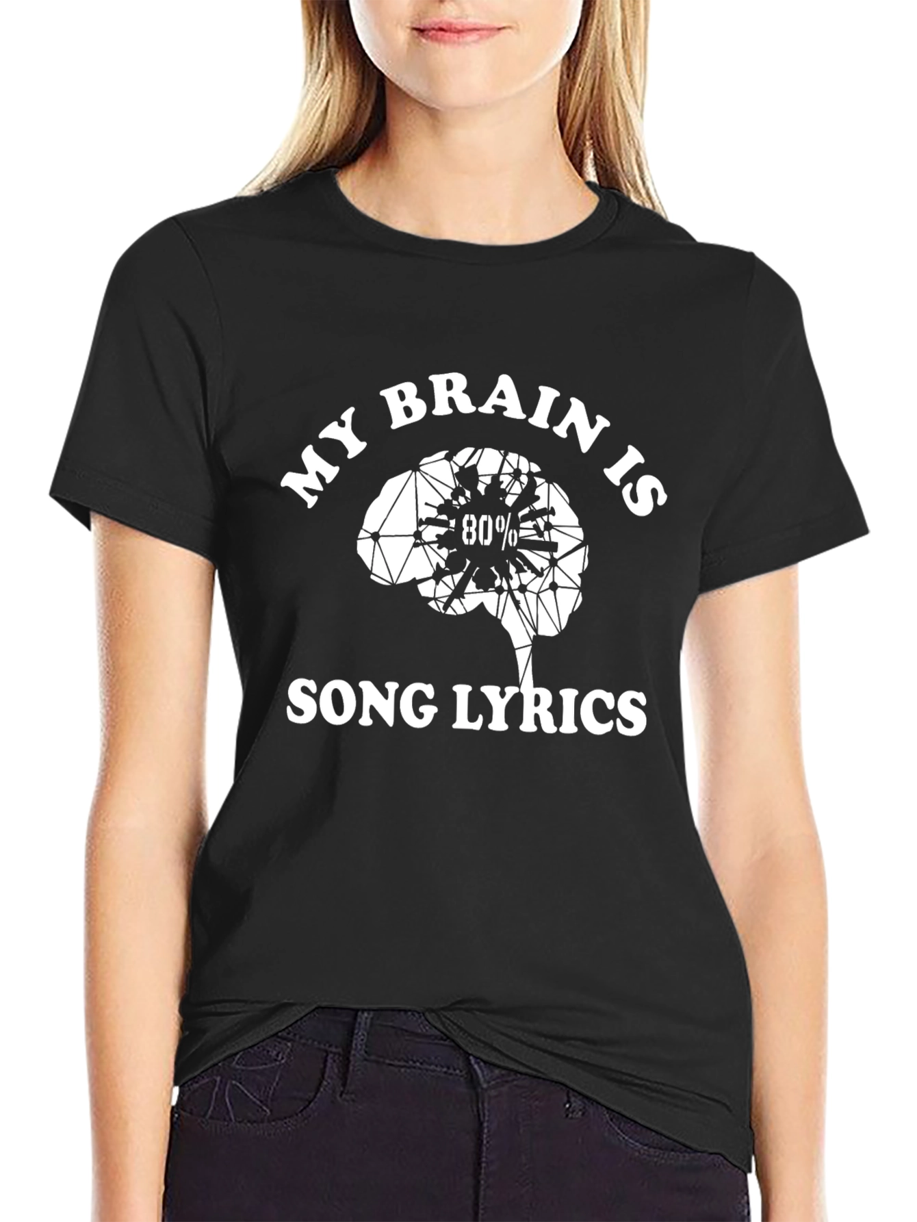 Song Lyrics Brain Graphic Tee - Black