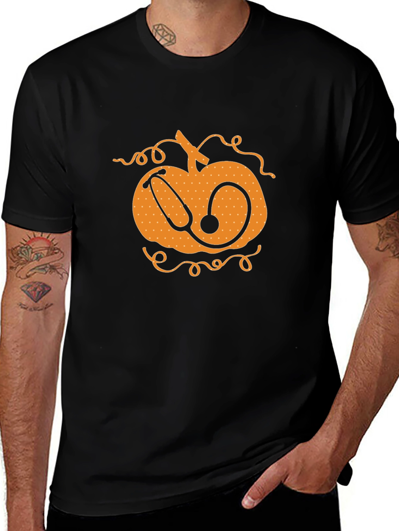 Pumpkin Stethoscope Graphic T-Shirt