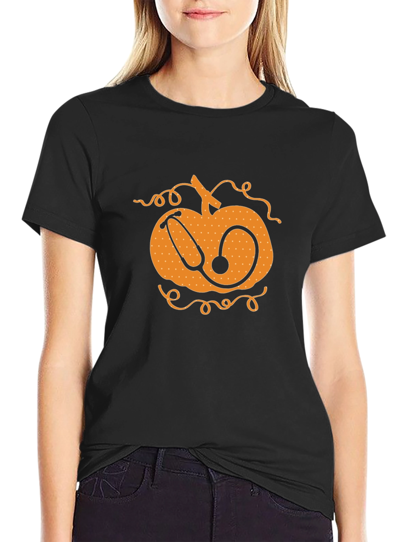 Pumpkin Stethoscope Graphic T-Shirt