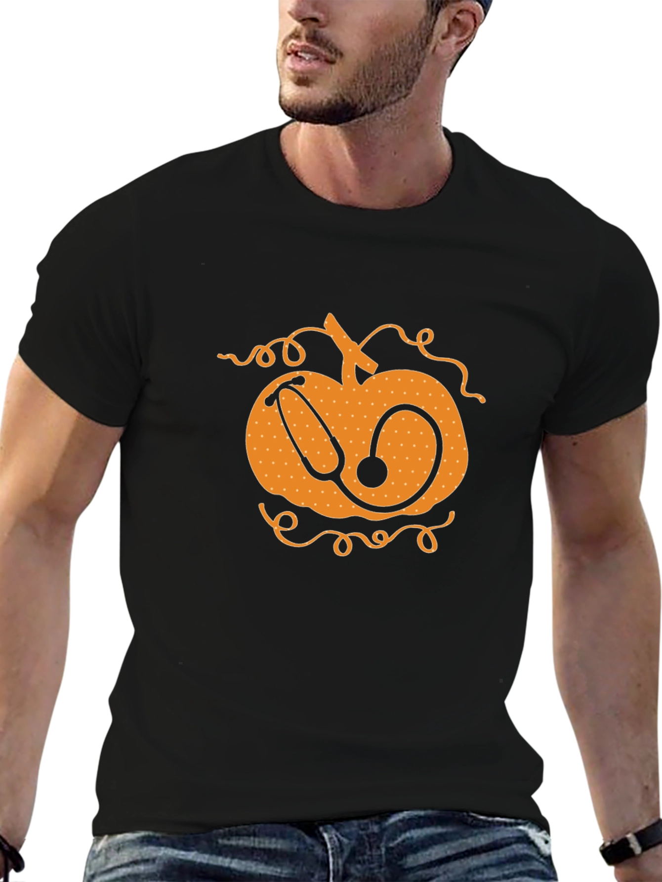 Pumpkin Stethoscope Graphic T-Shirt