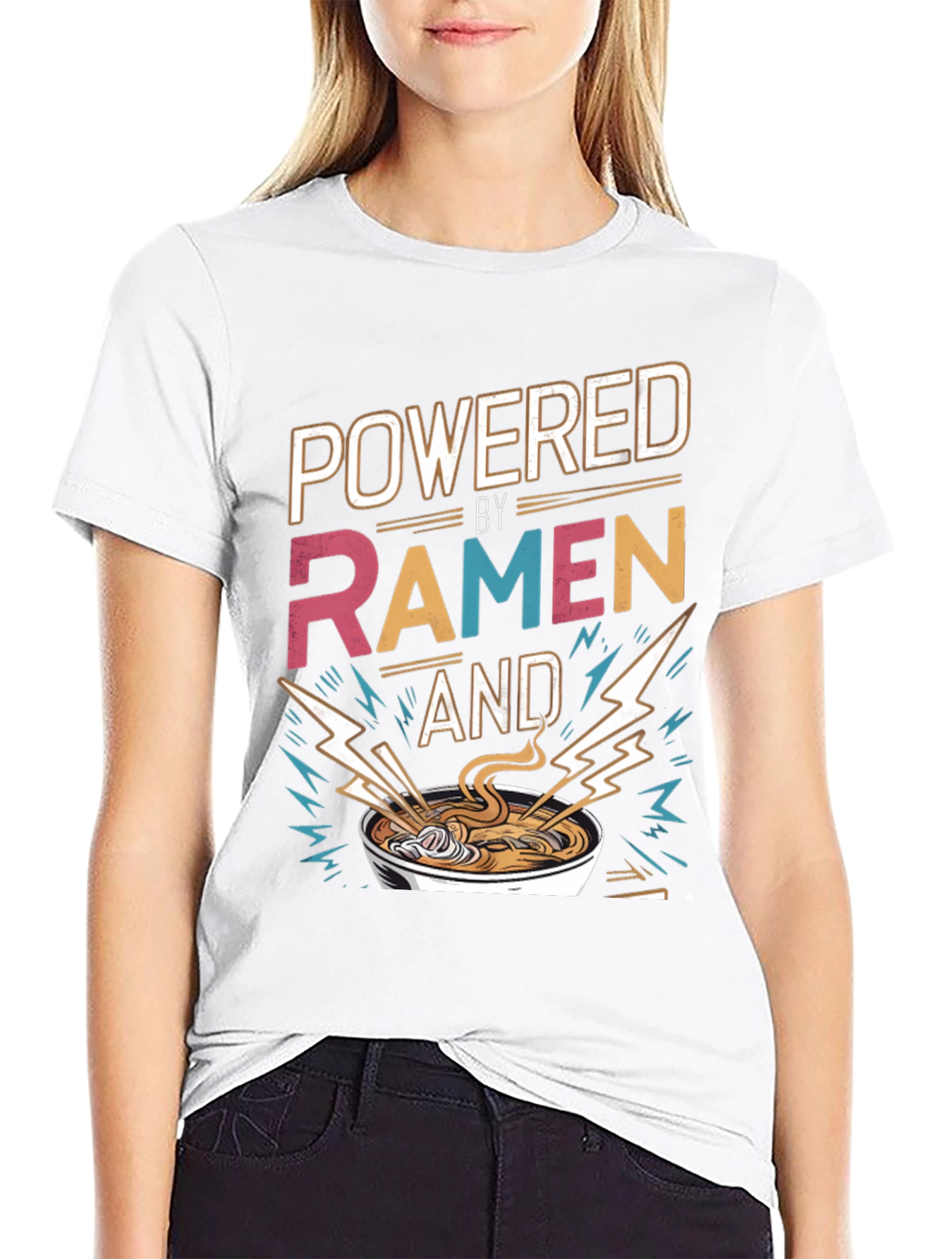 Powered By Ramen T-Shirt - Graphic Tee Foodie Fashion