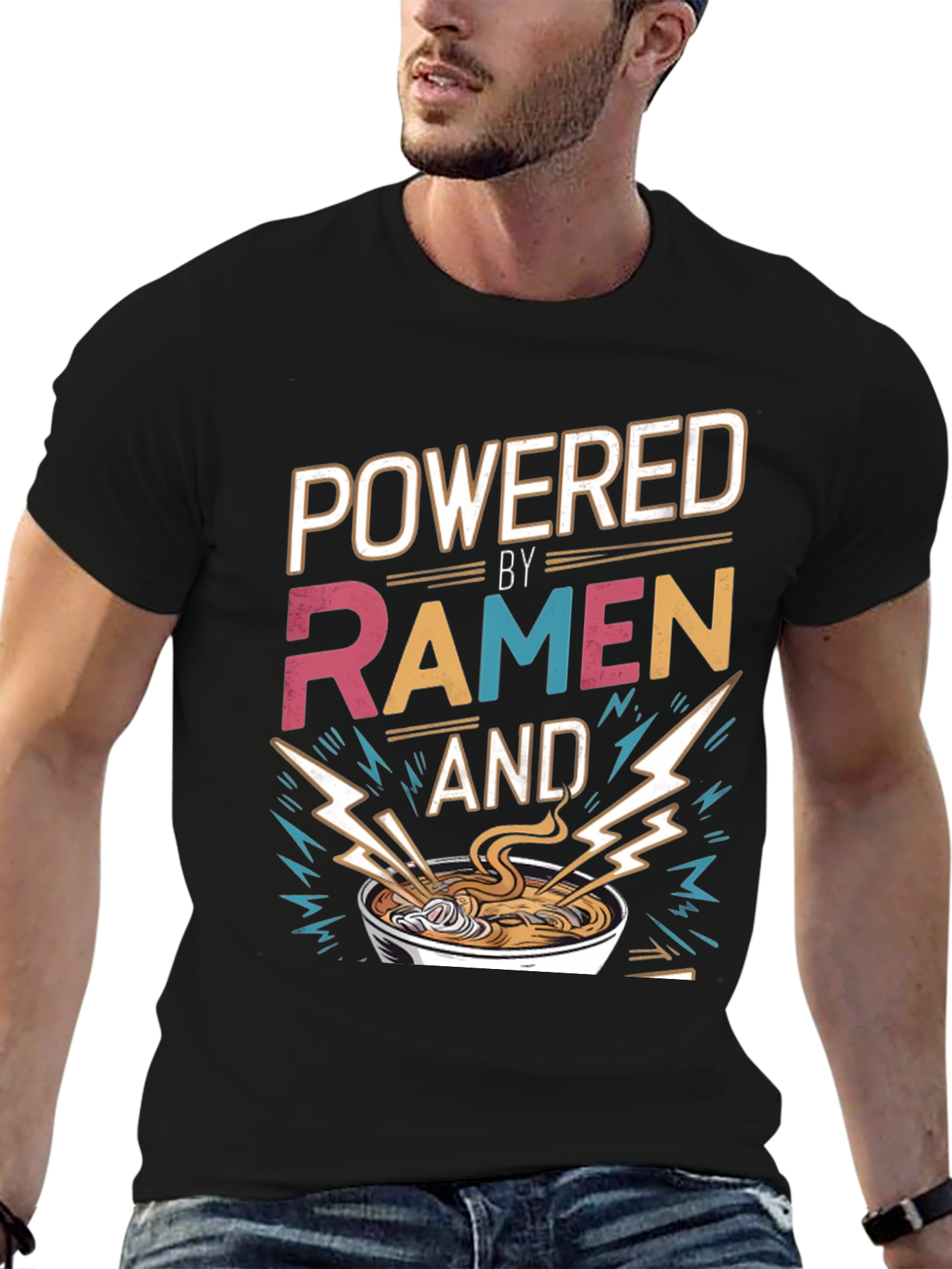 Powered By Ramen T-Shirt - Graphic Tee Foodie Fashion