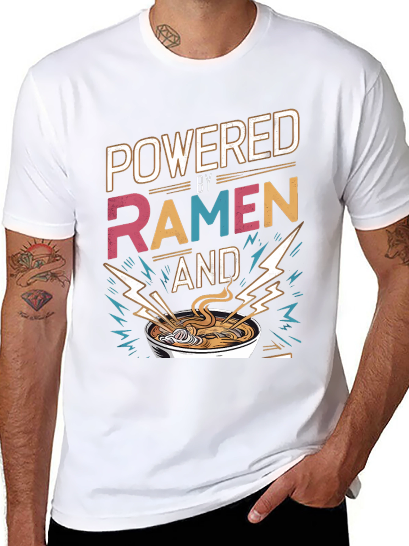 Powered By Ramen T-Shirt - Graphic Tee Foodie Fashion