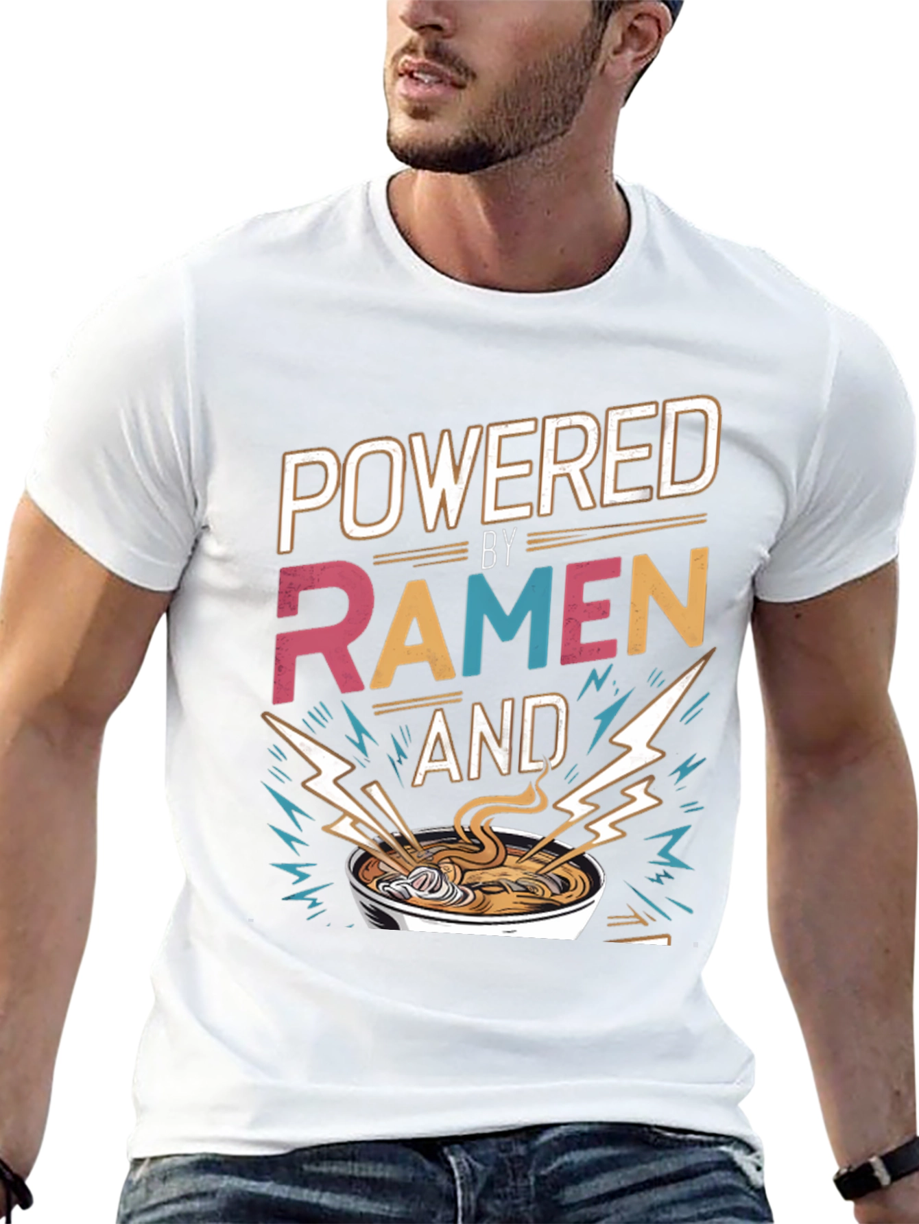 Powered By Ramen T-Shirt - Graphic Tee Foodie Fashion