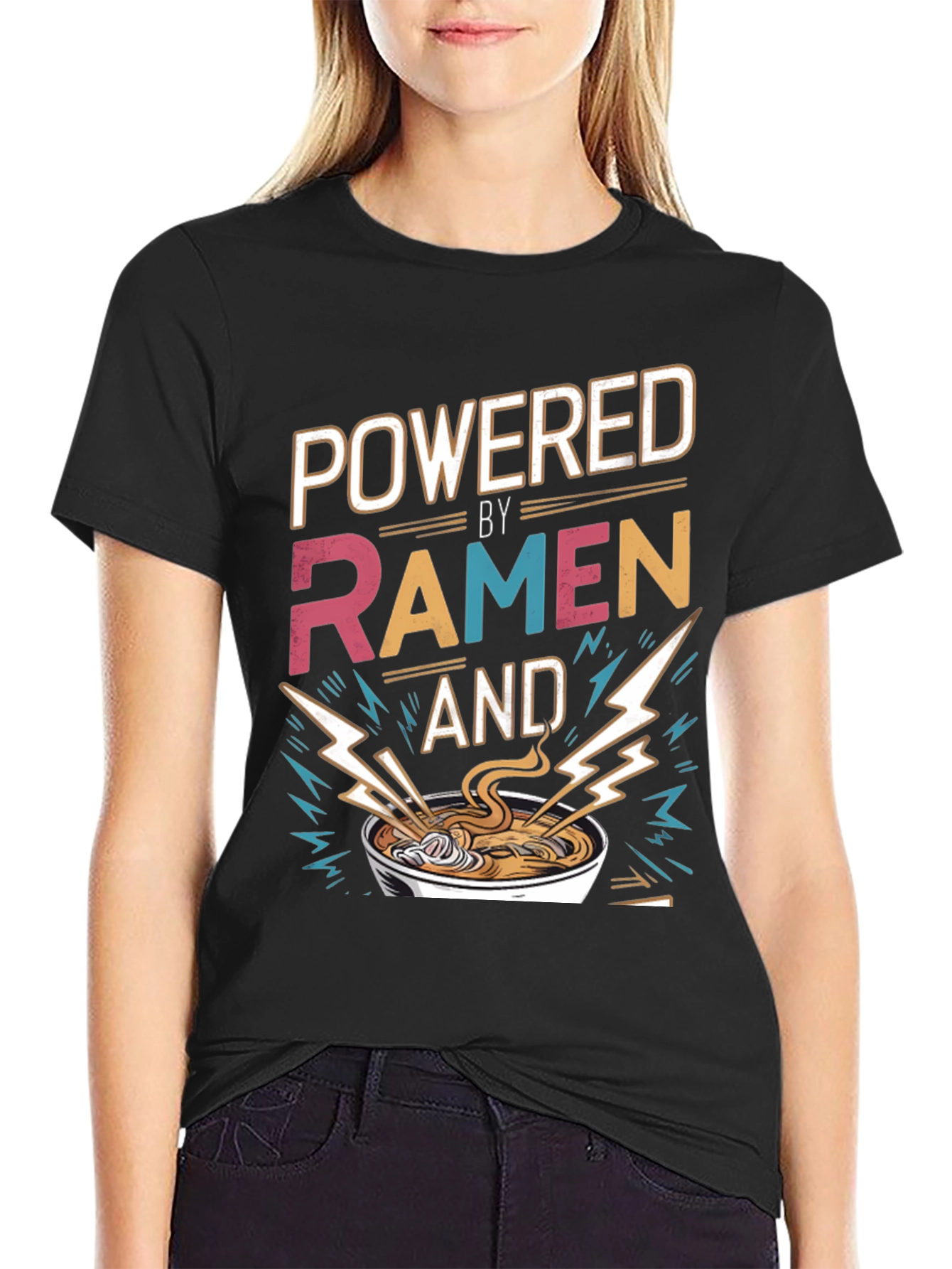 Powered By Ramen T-Shirt - Graphic Tee Foodie Fashion