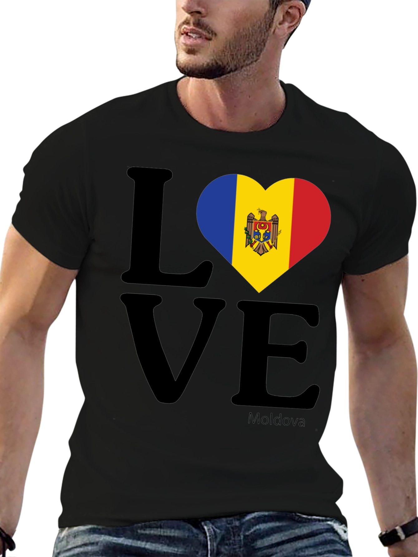 Love Moldova Flag Heart T-Shirt