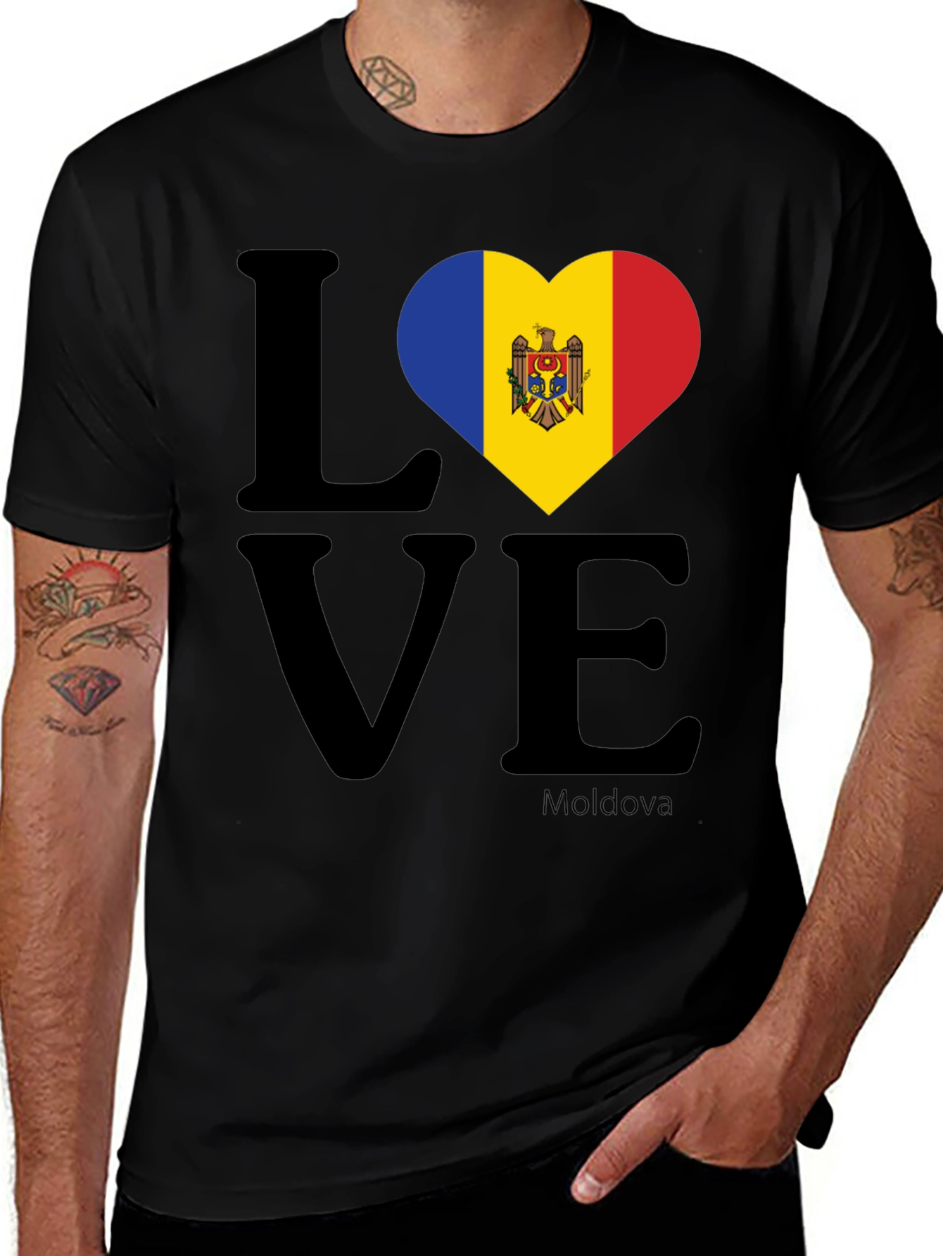 Love Moldova Flag Heart T-Shirt