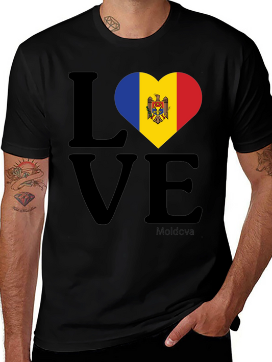 Love Moldova Flag Heart T-Shirt