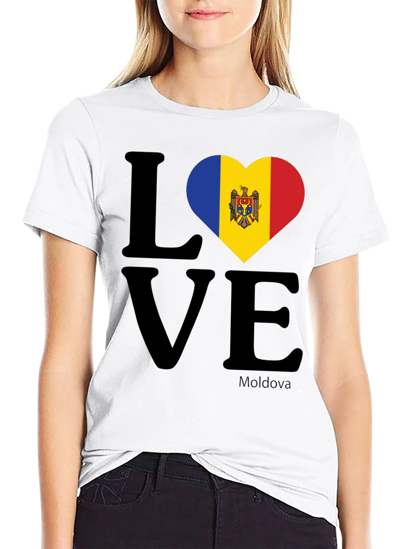 Love Moldova Flag Heart T-Shirt