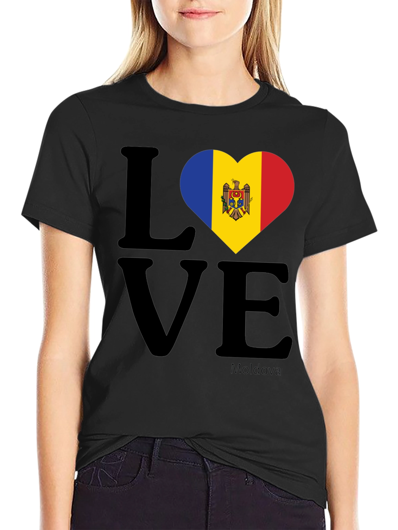 Love Moldova Flag Heart T-Shirt