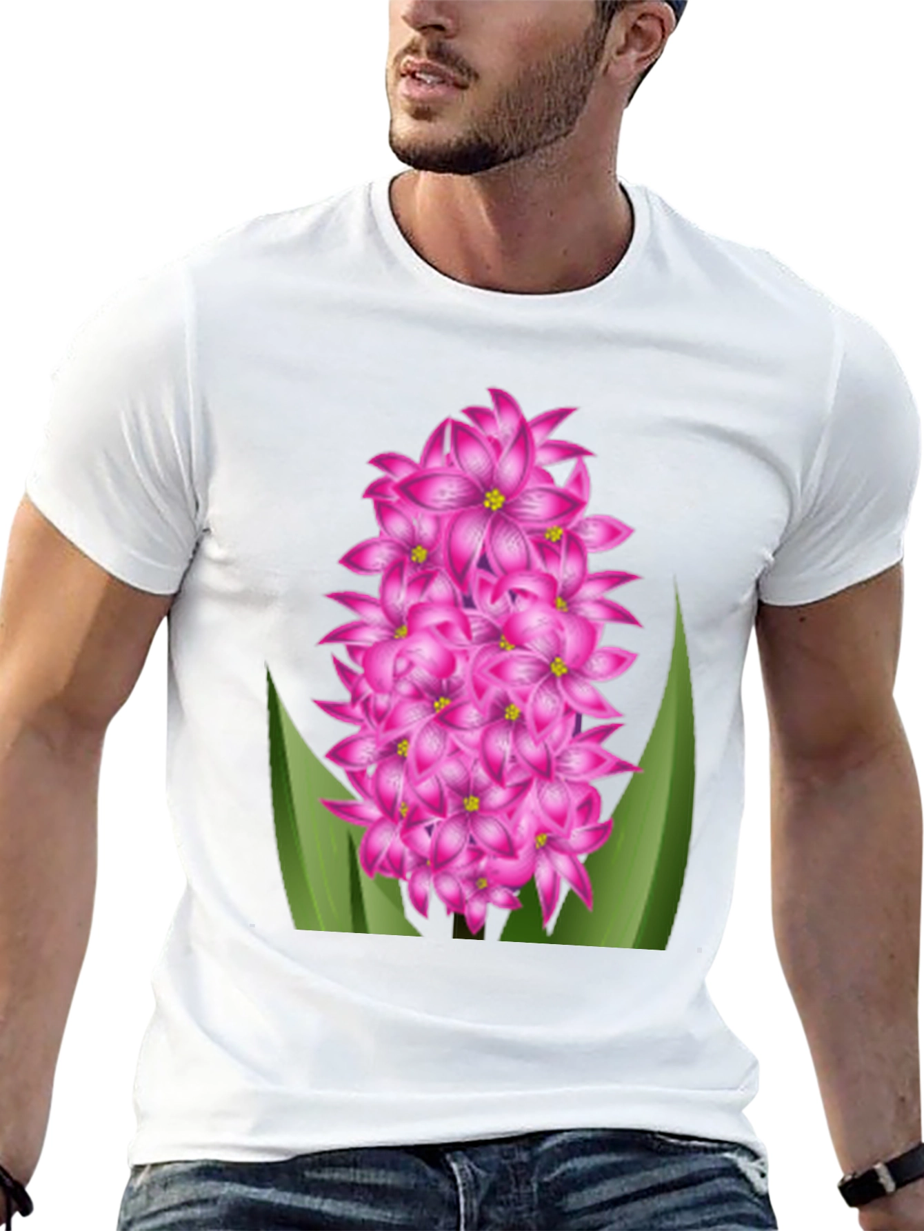 Floral Graphic Tee - Pink Hyacinth Flower Shirt