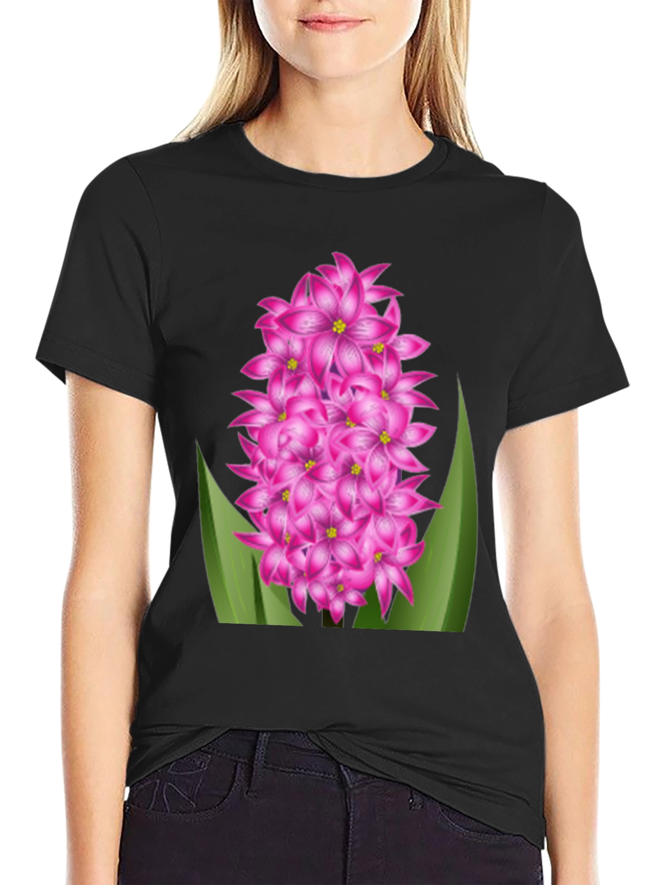 Floral Graphic Tee - Pink Hyacinth Flower Shirt