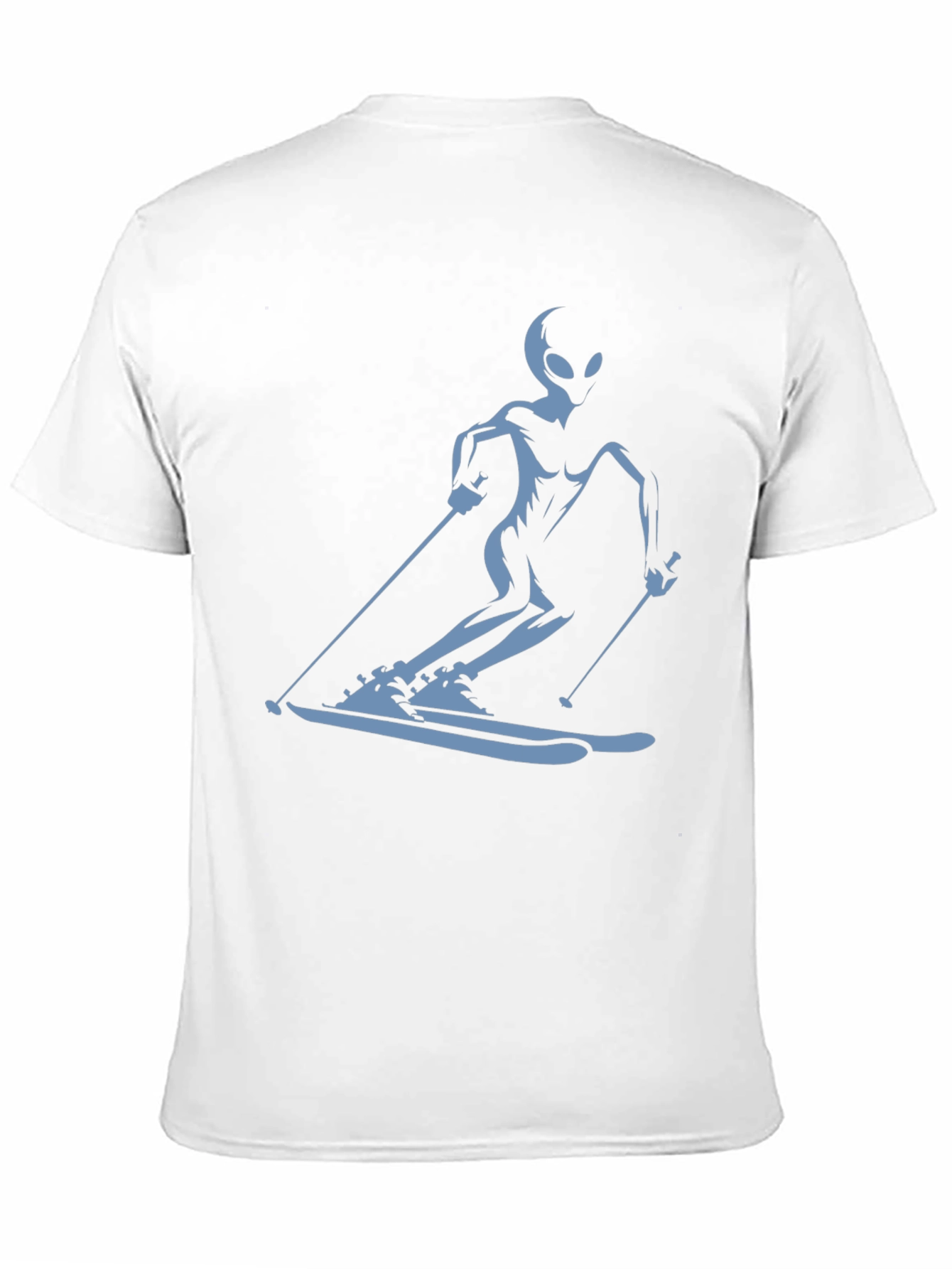 Alien Skiing Graphic Tee - Black Cotton T-Shirt