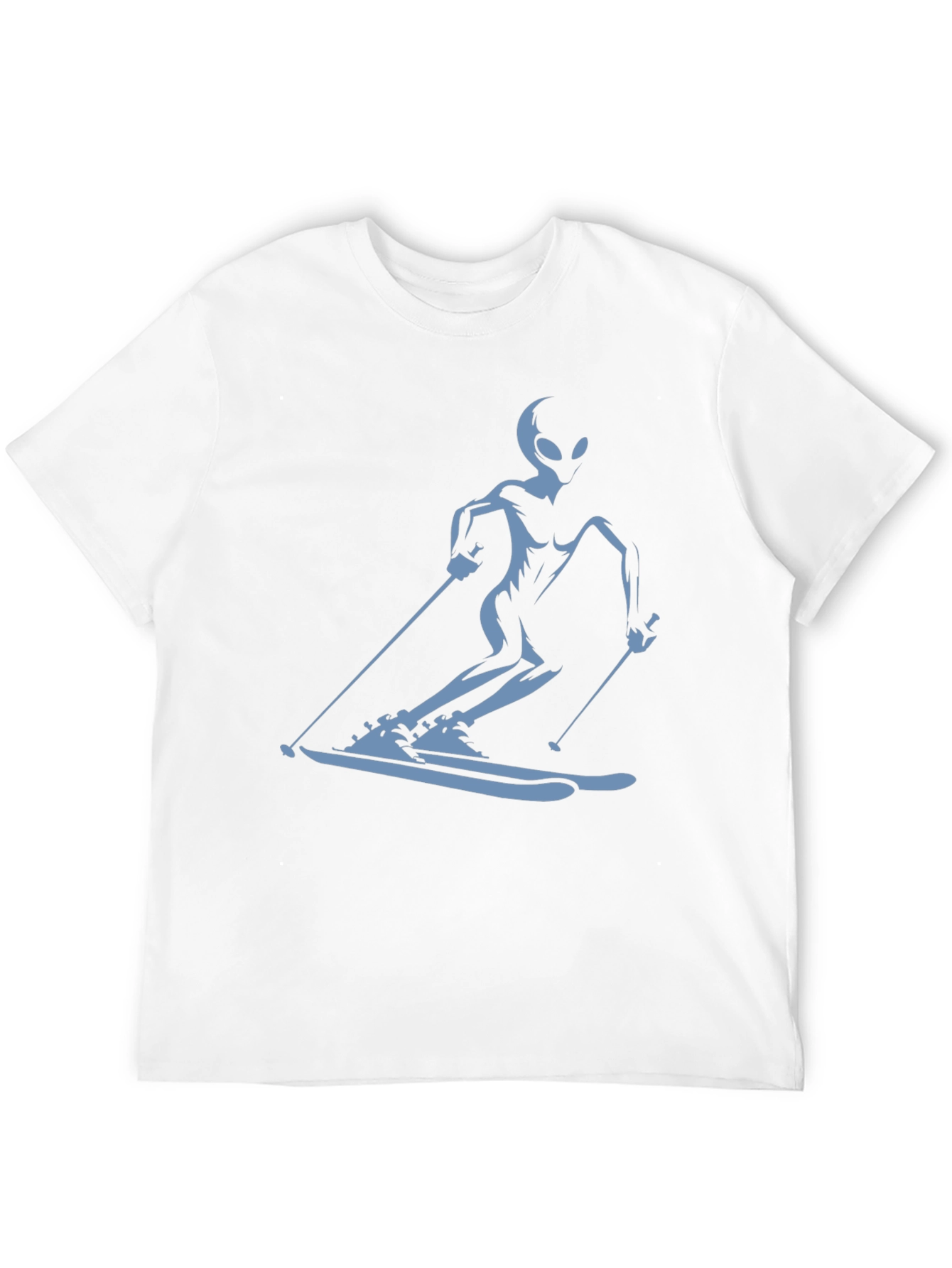 Alien Skiing Graphic Tee - Black Cotton T-Shirt