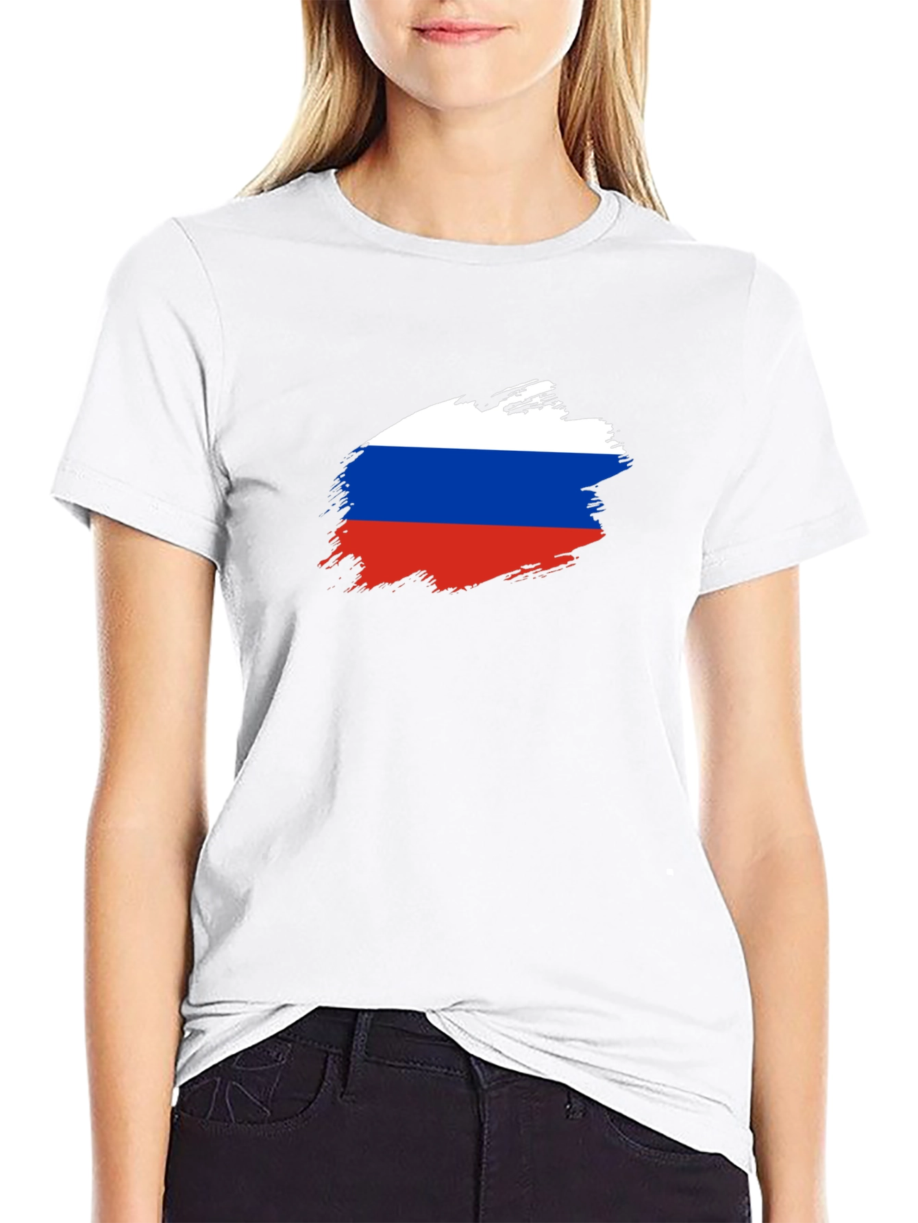 Russian Flag T-Shirt - Brush Stroke Design