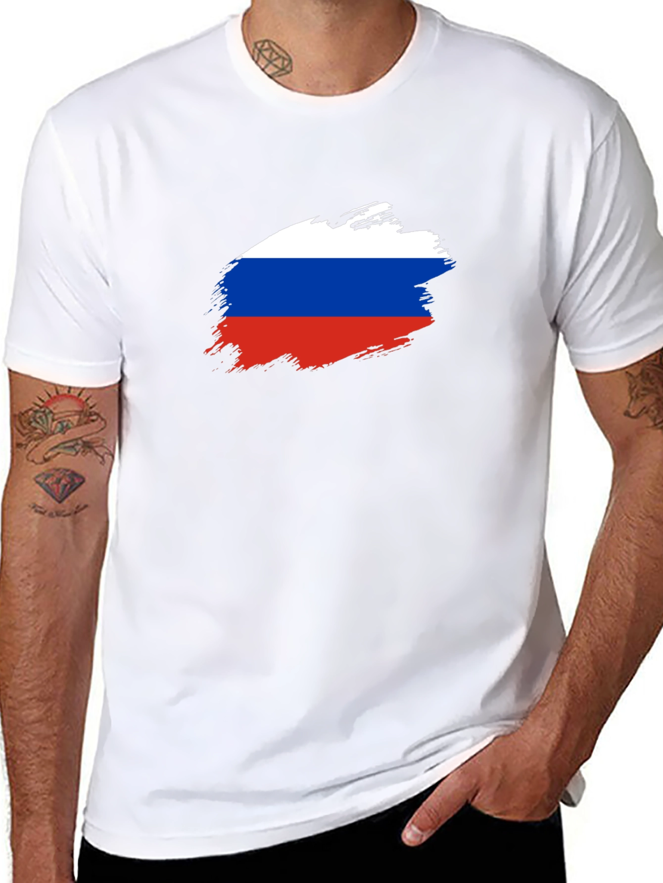 Russian Flag T-Shirt - Brush Stroke Design