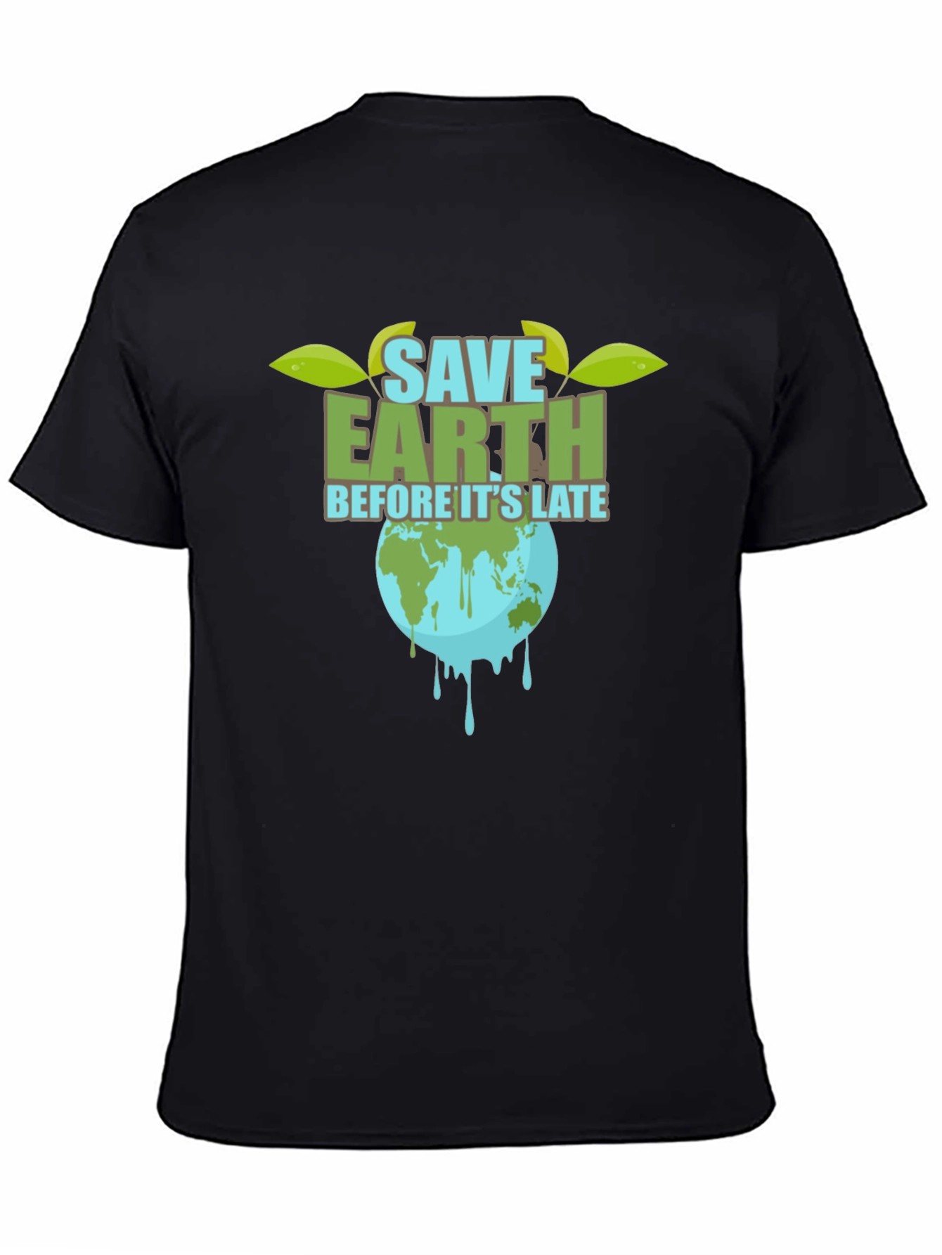 Save Earth Graphic Tee - Black Cotton T-Shirt