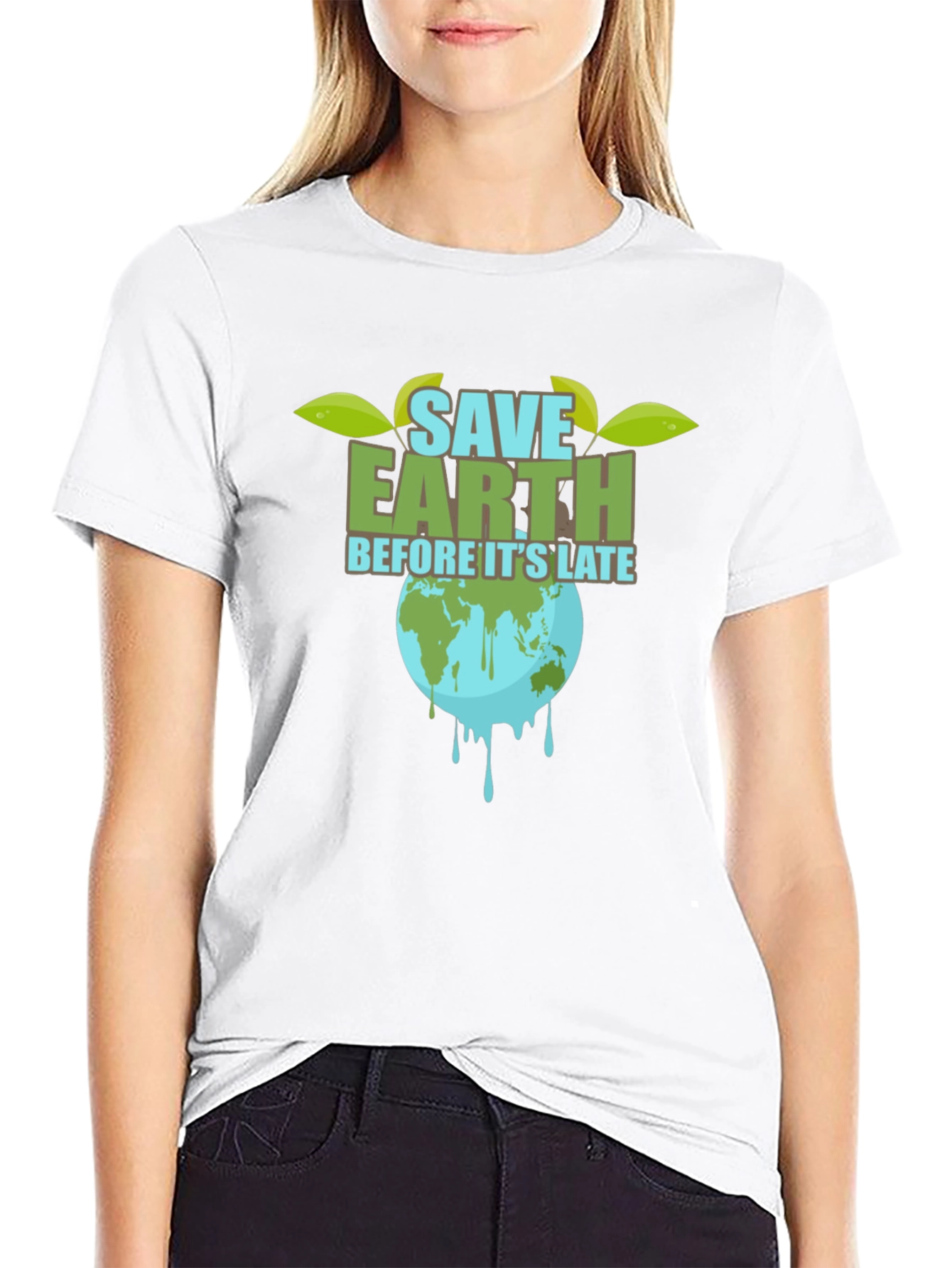 Save Earth Graphic Tee - Black Cotton T-Shirt