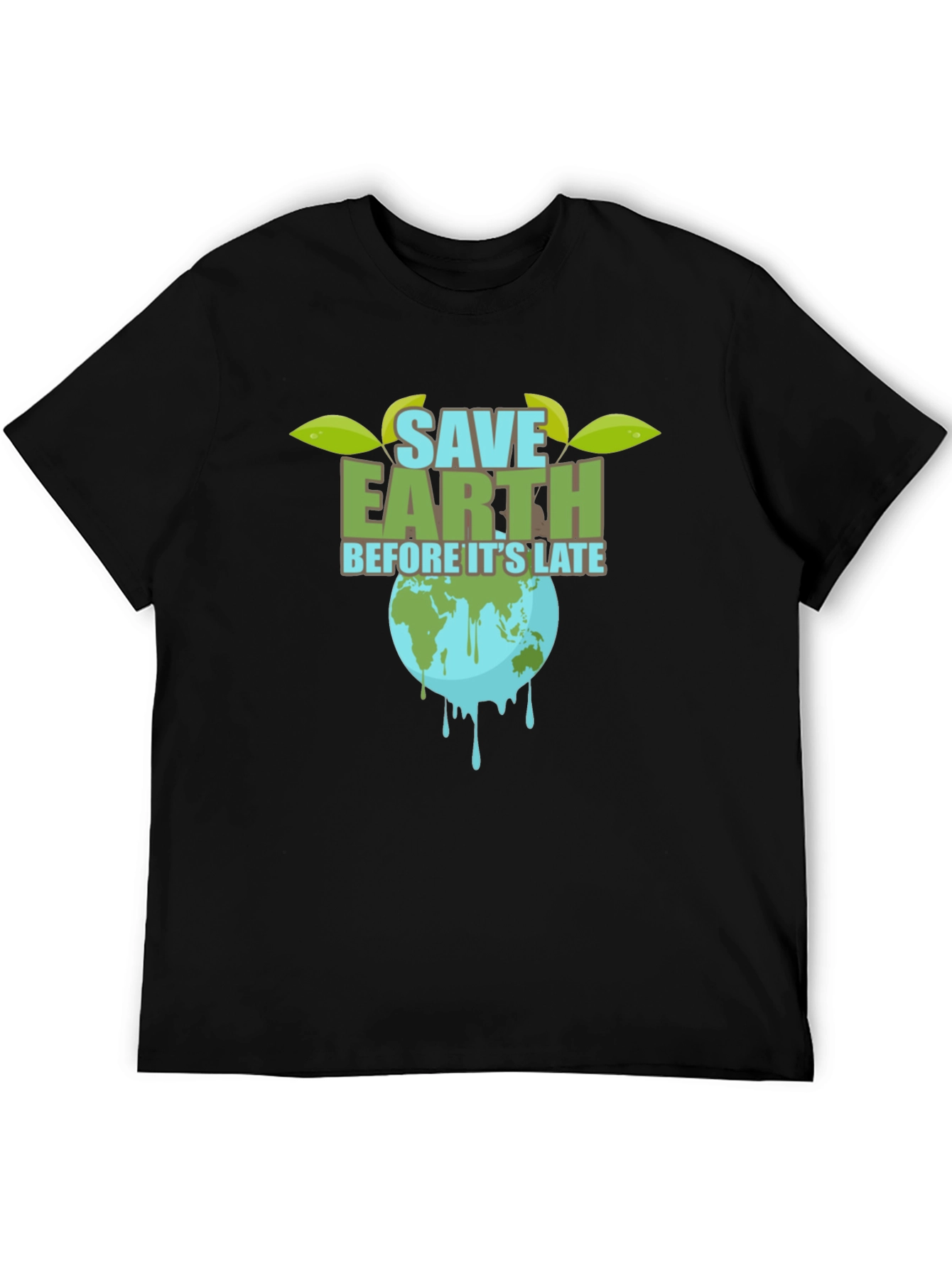 Save Earth Graphic Tee - Black Cotton T-Shirt