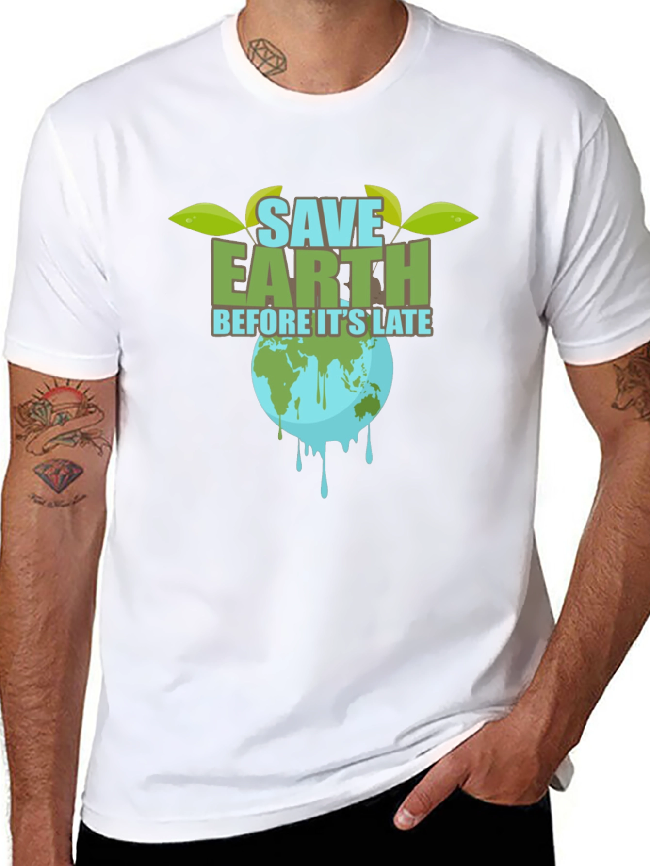 Save Earth Graphic Tee - Black Cotton T-Shirt