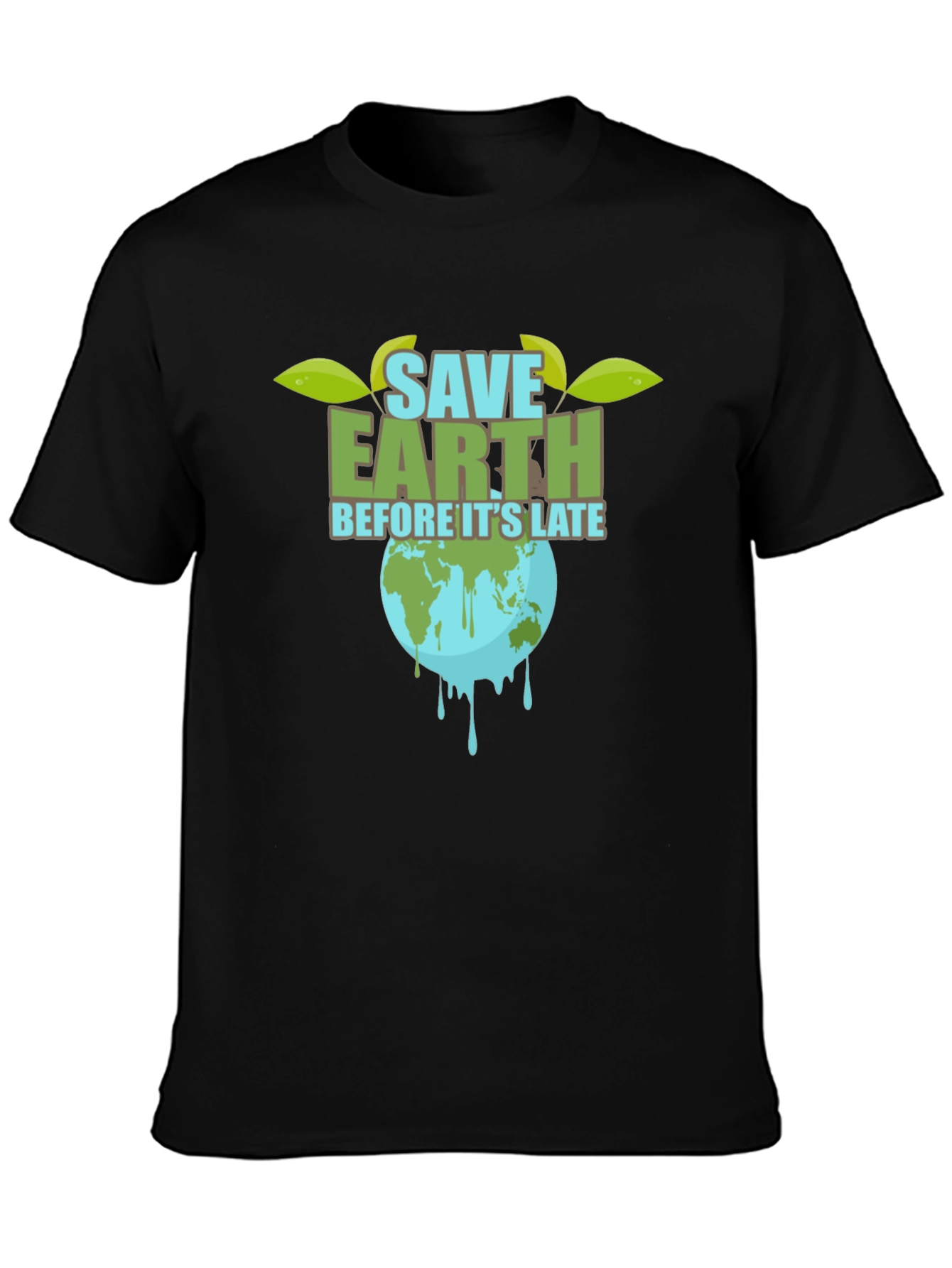 Save Earth Graphic Tee - Black Cotton T-Shirt