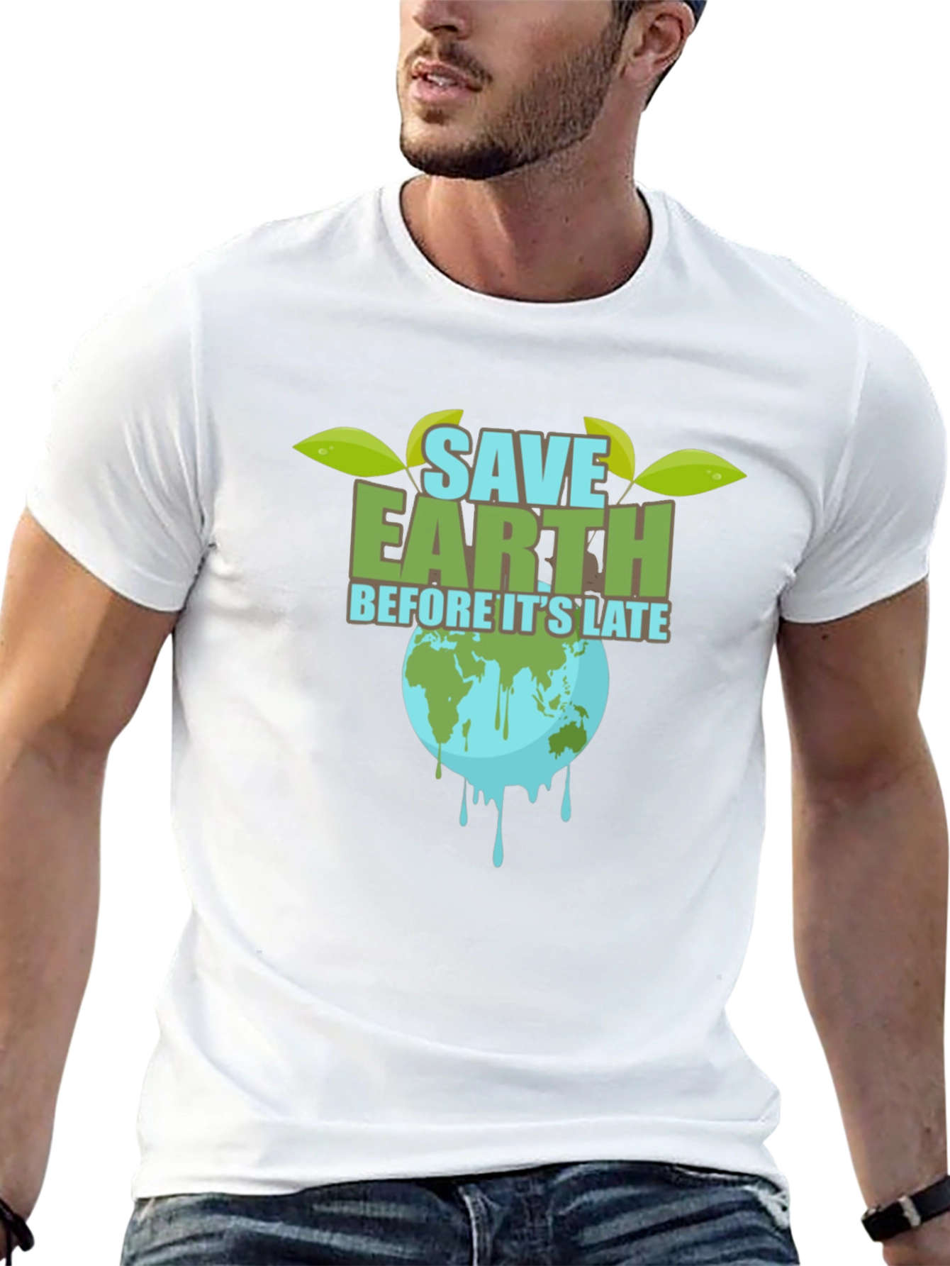 Save Earth Graphic Tee - Black Cotton T-Shirt