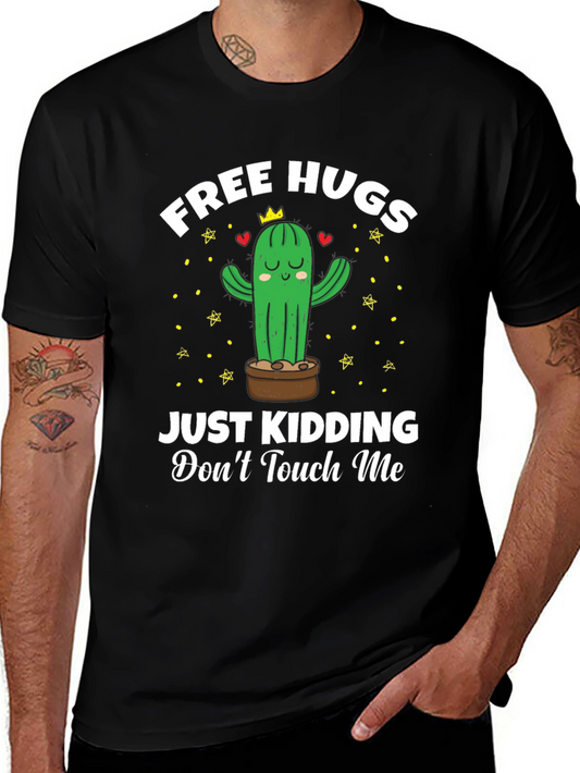 Free Hugs Cactus Graphic Tee - Dont Touch Me Funny T-Shirt
