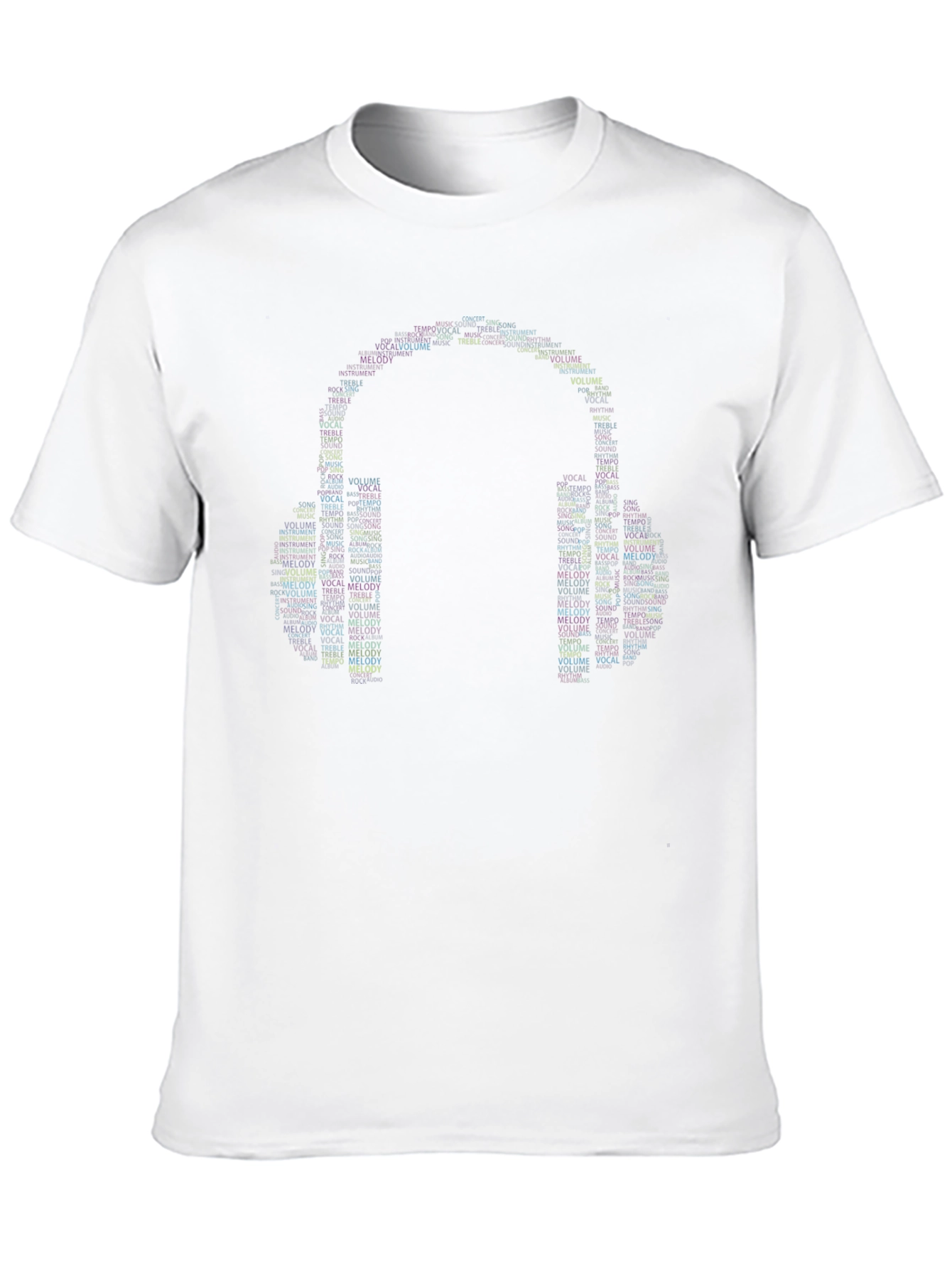 Music Lovers Word Art Headphones Graphic T-Shirt