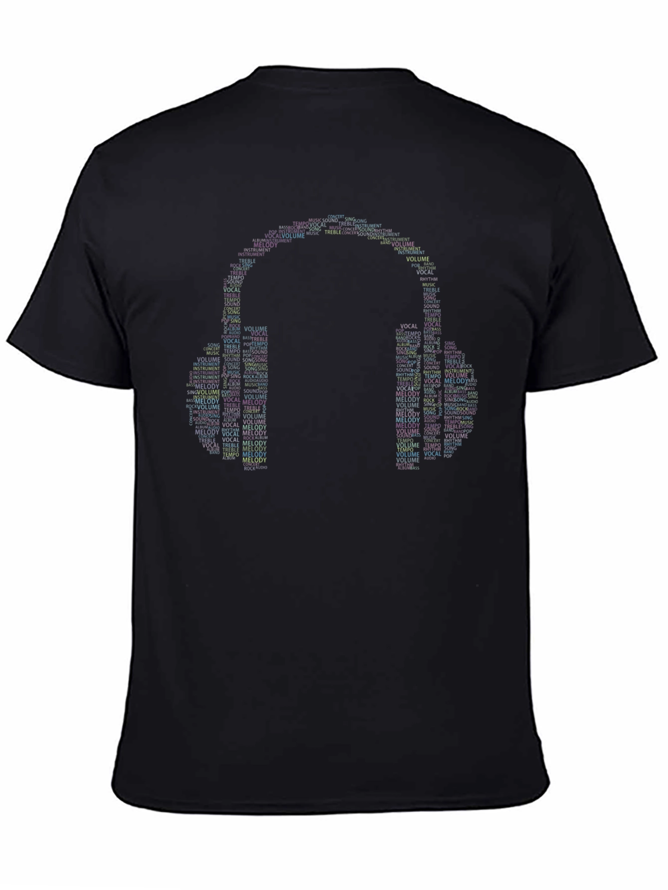 Music Lovers Word Art Headphones Graphic T-Shirt