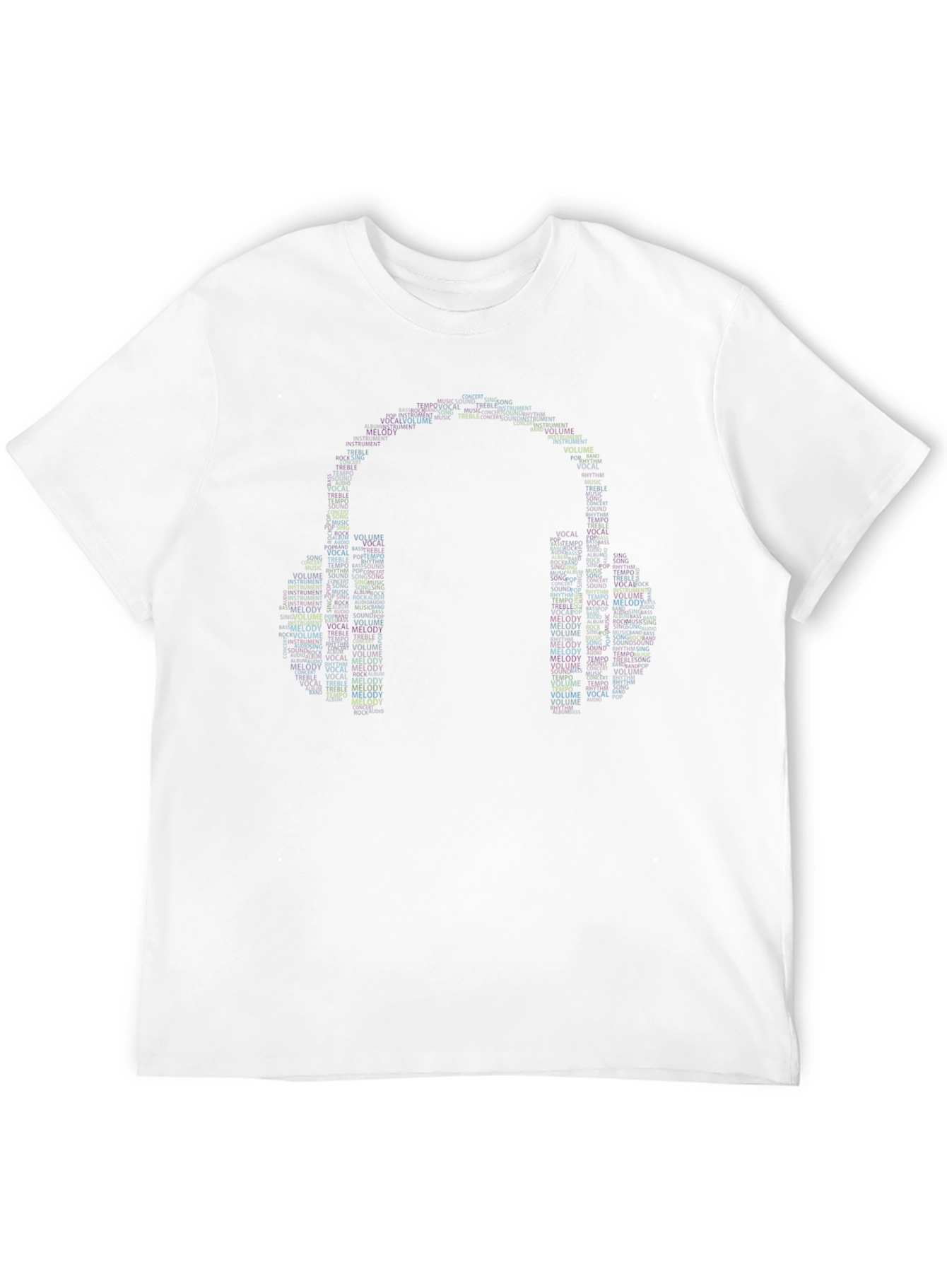 Music Lovers Word Art Headphones Graphic T-Shirt