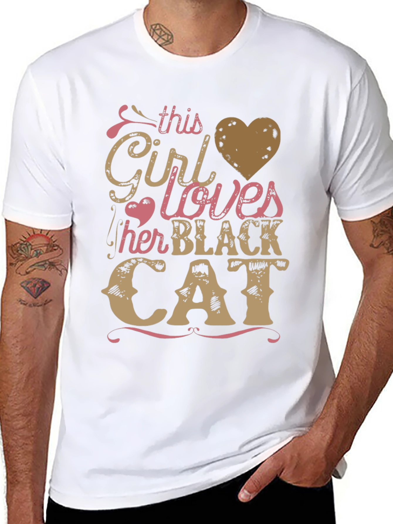 Girl Loves Black Cat Graphic Tee