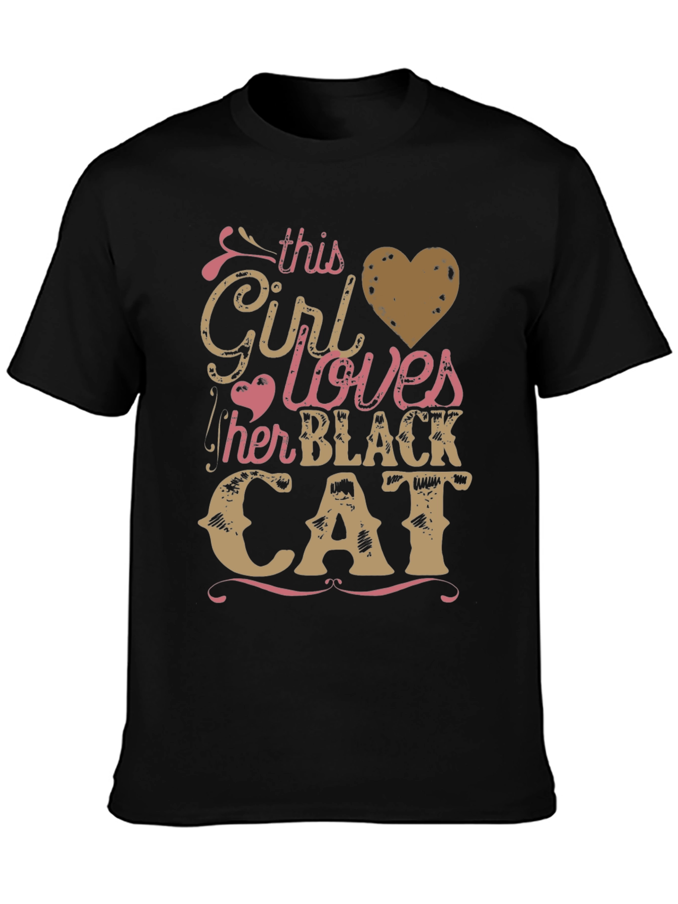Girl Loves Black Cat Graphic Tee