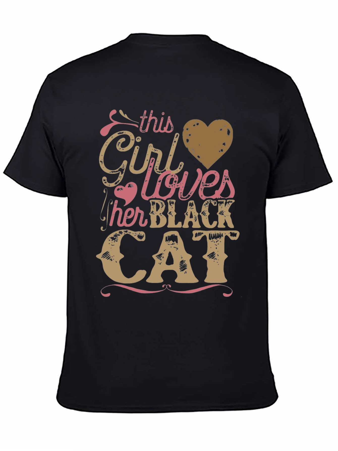 Girl Loves Black Cat Graphic Tee