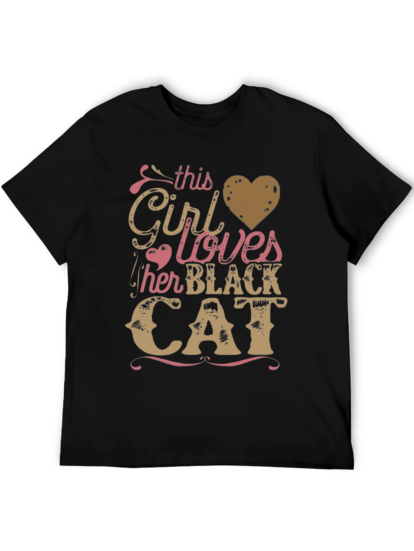 Girl Loves Black Cat Graphic Tee