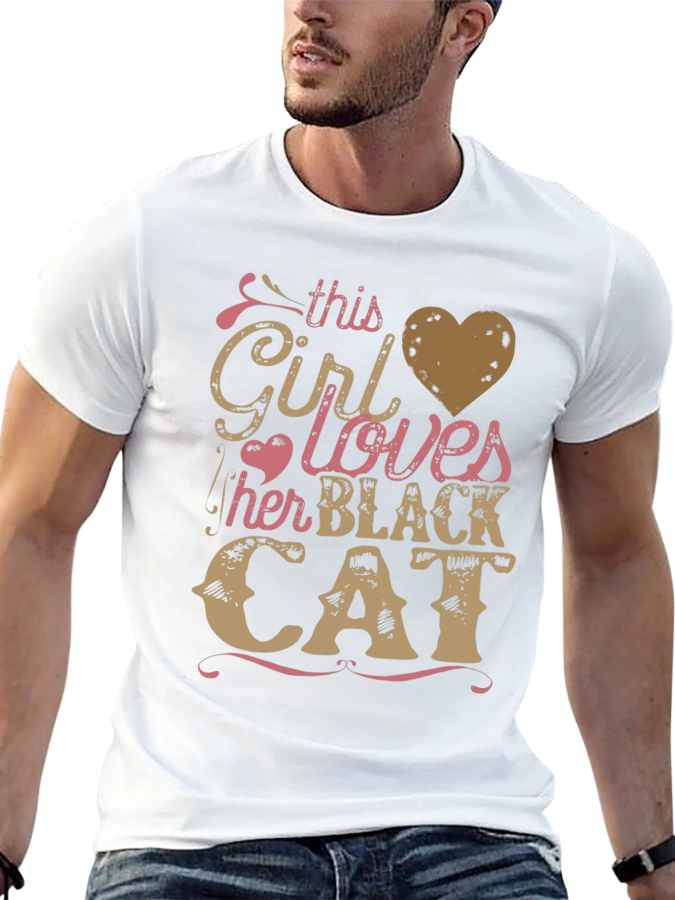 Girl Loves Black Cat Graphic Tee