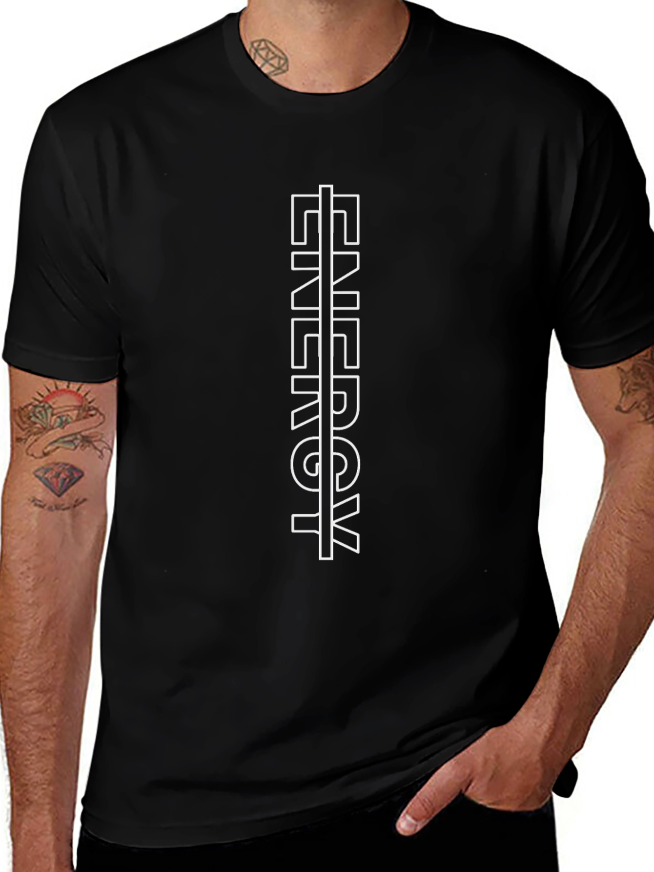 Energy Black Graphic Tee - Modern Style