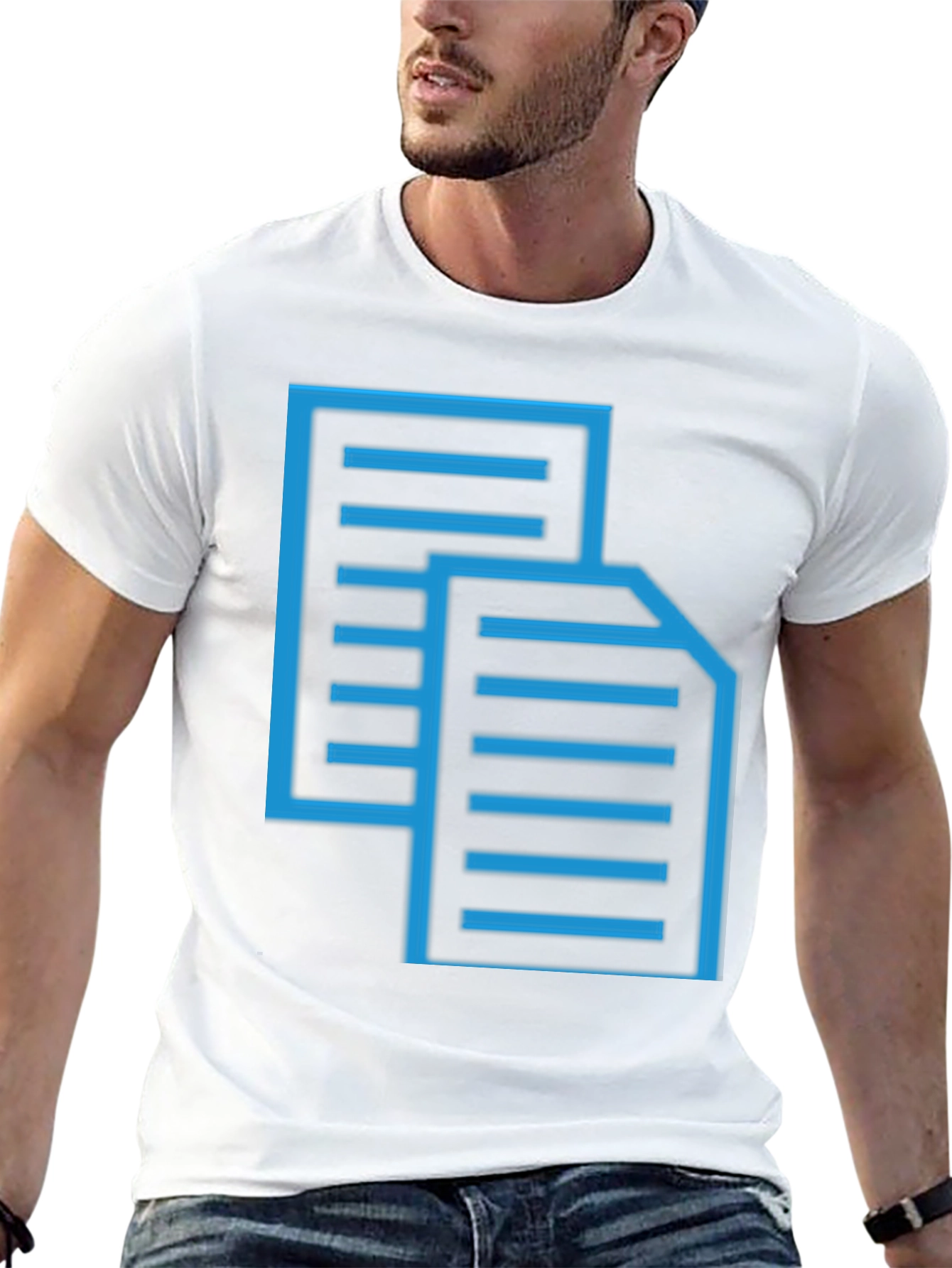 Blue Print Graphic Black T-Shirt