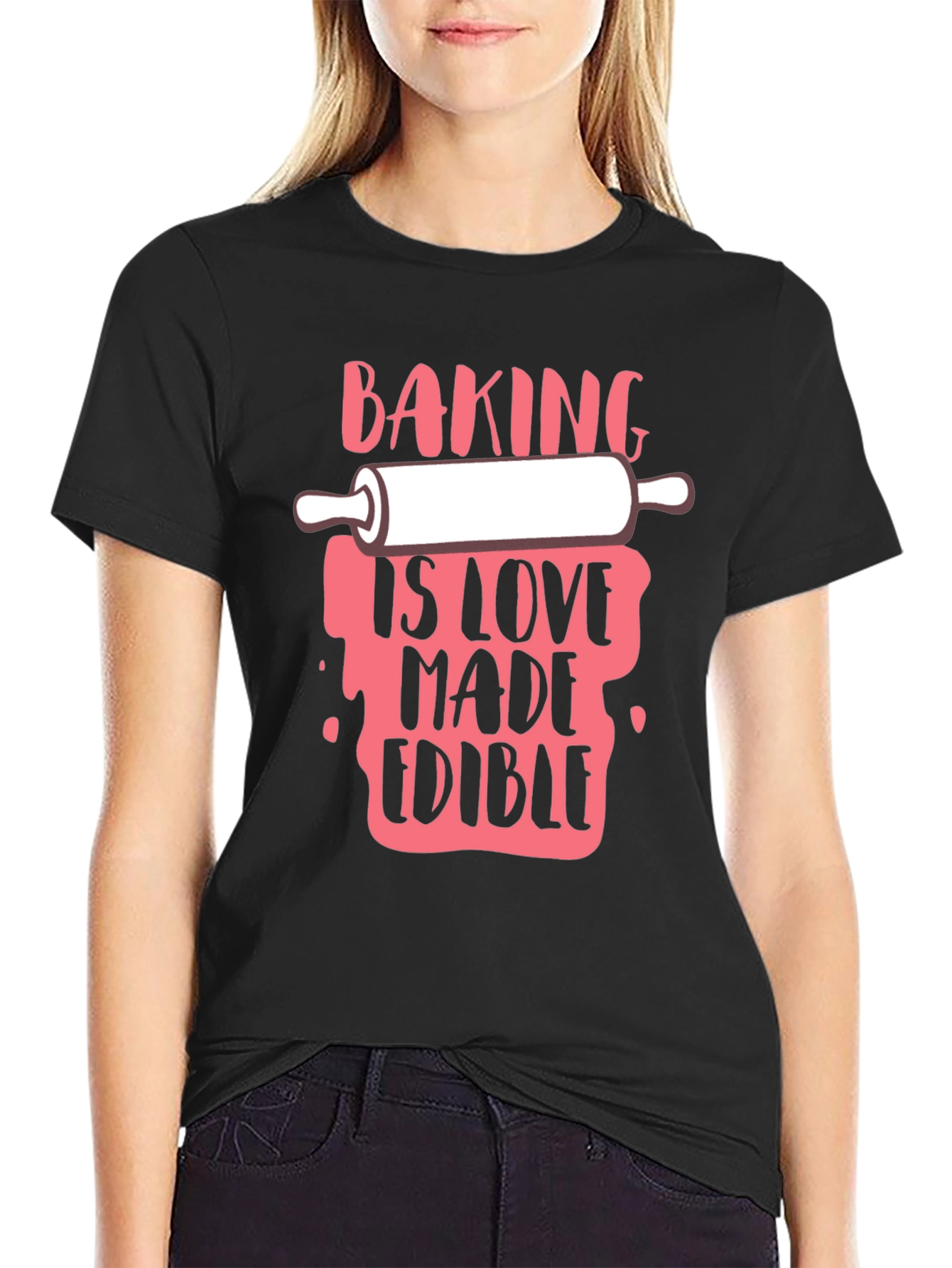 Baking Is Love Made Edible Black T-Shirt