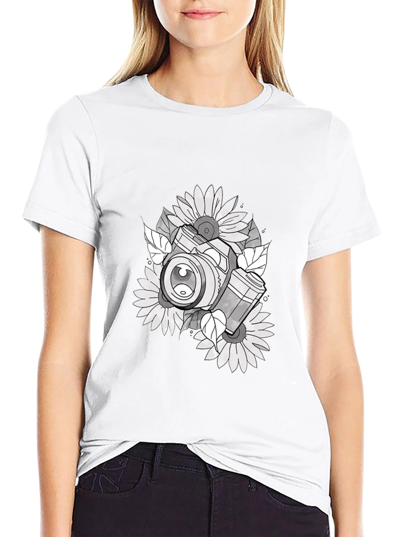 Camera & Sunflower Graphic Tee