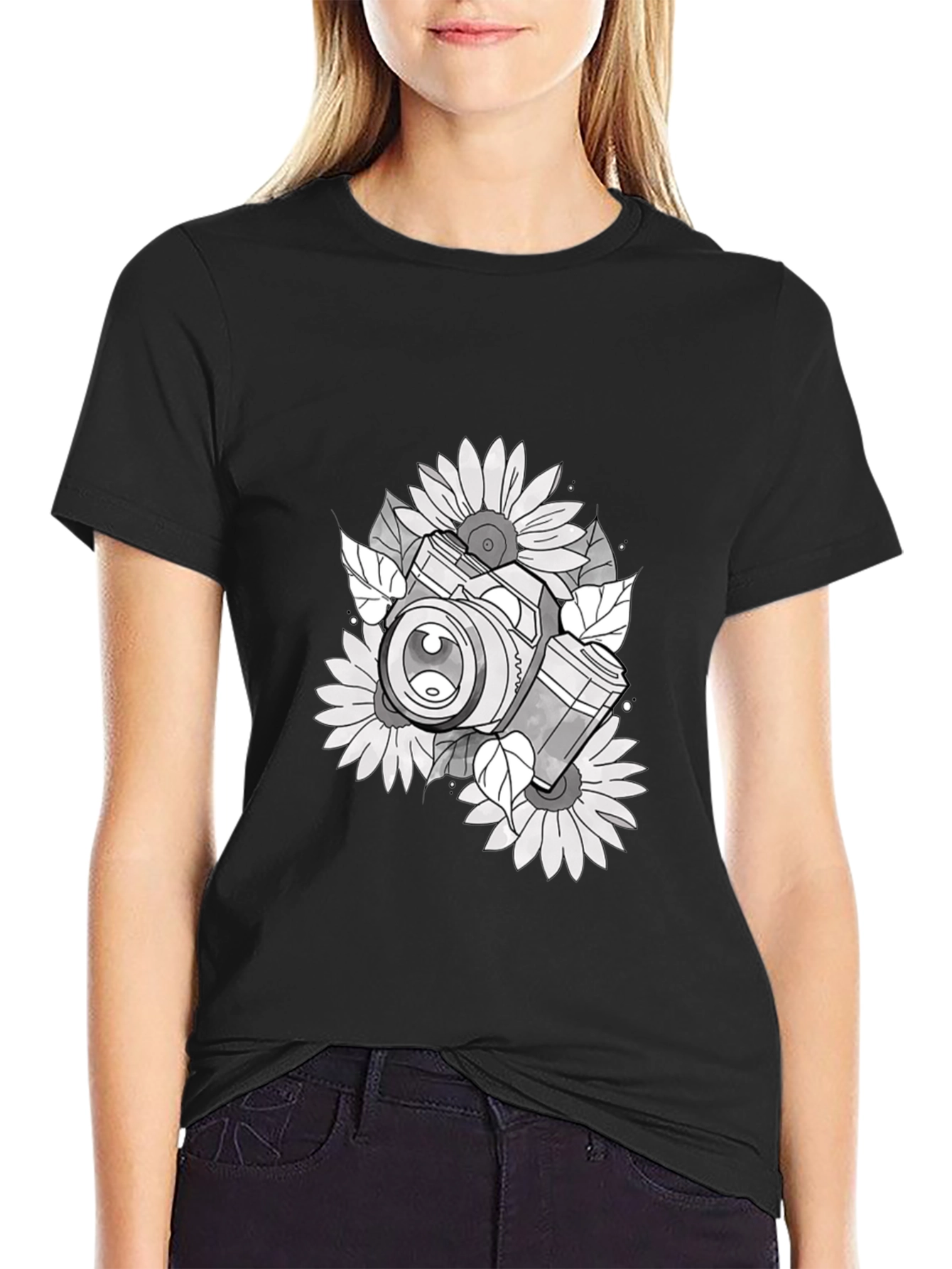 Camera & Sunflower Graphic Tee