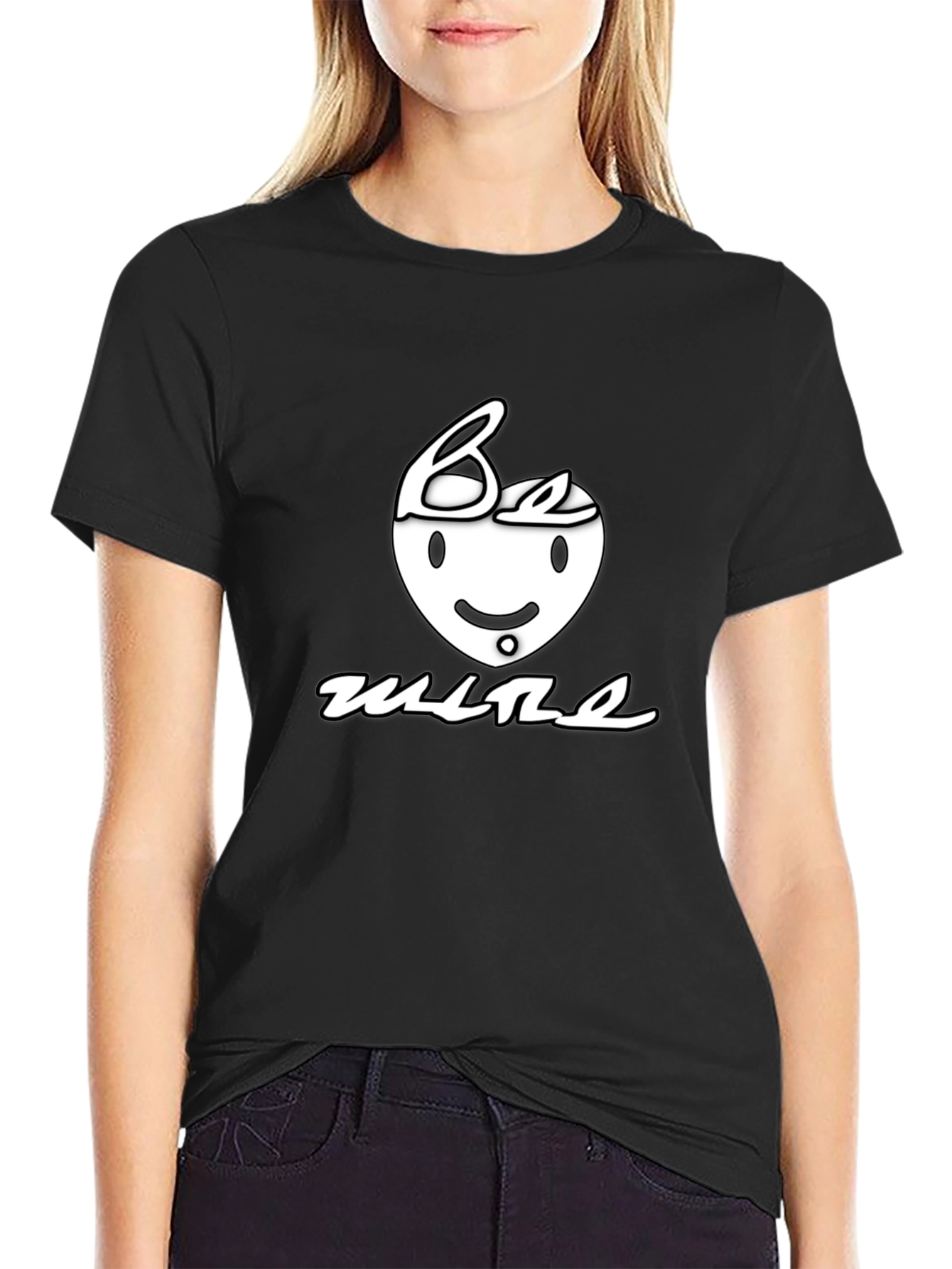 Be Mine Graphic Print Black T-Shirt
