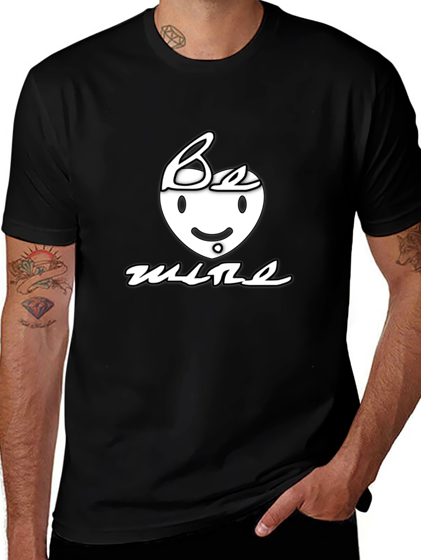 Be Mine Graphic Print Black T-Shirt