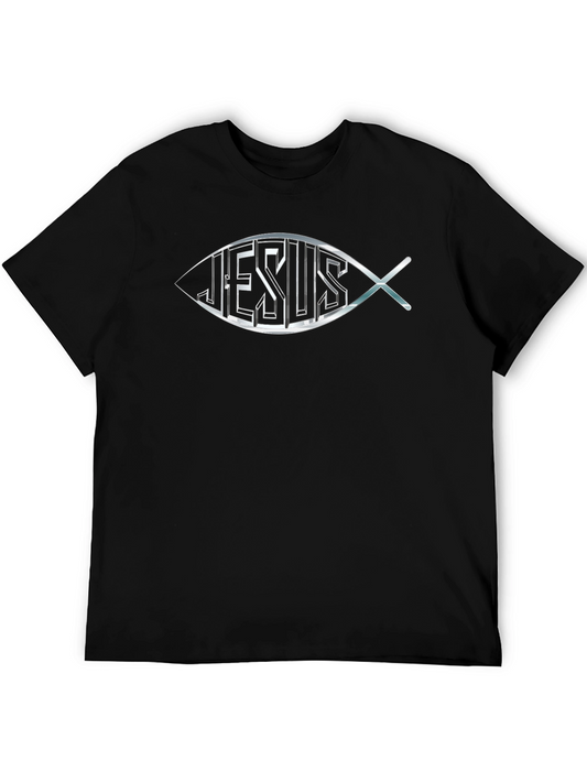 Jesus Fish Symbol Graphic Tee - Stylish Christian T-Shirt