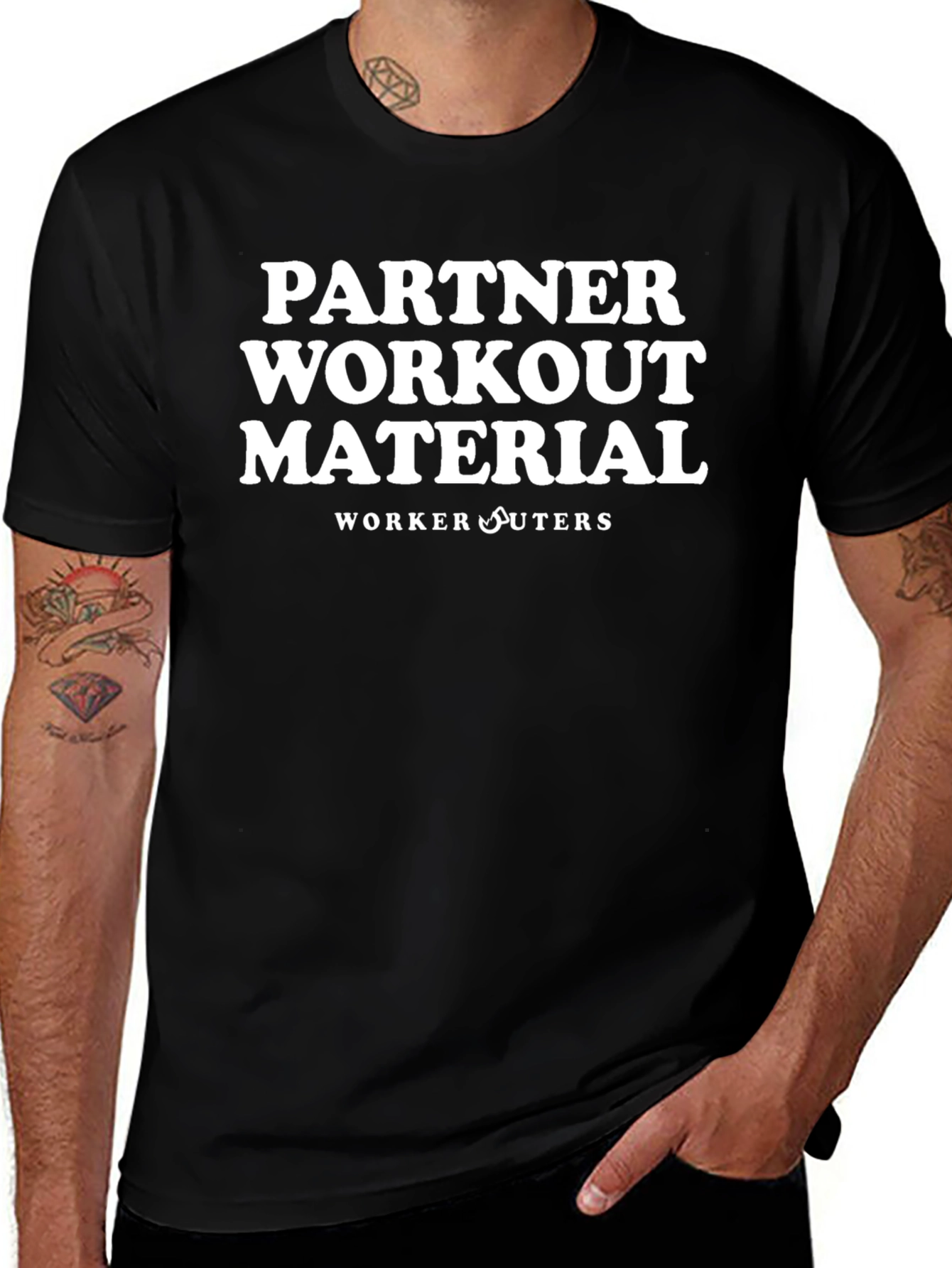Partner Workout Material Black T-Shirt