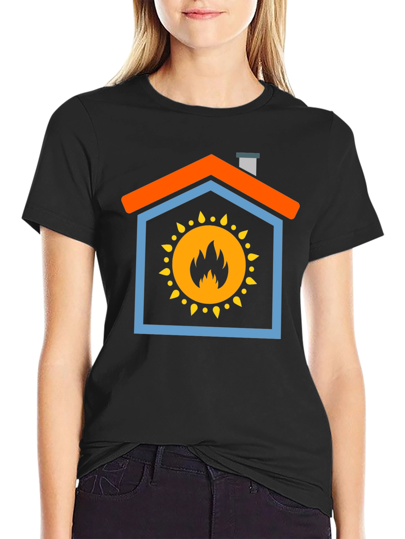 Fiery Home T-Shirt - Bold Graphic Design