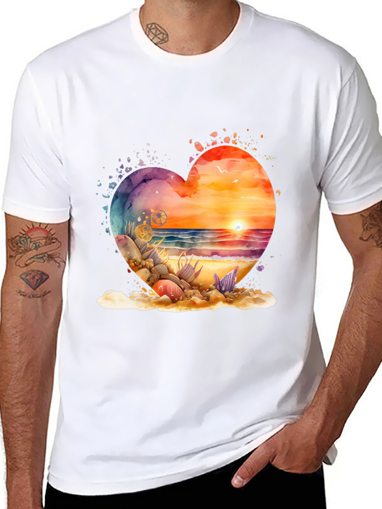 Heart Beach Sunset Graphic Tee