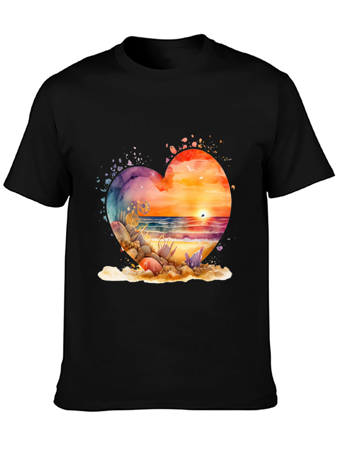 Heart Beach Sunset Graphic Tee