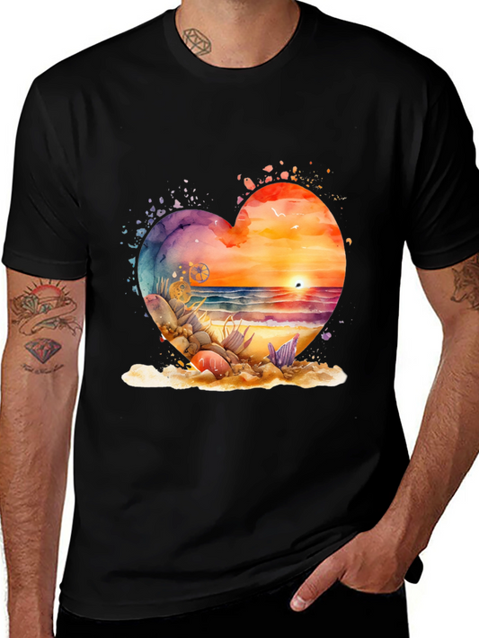 Heart Beach Sunset Graphic Tee