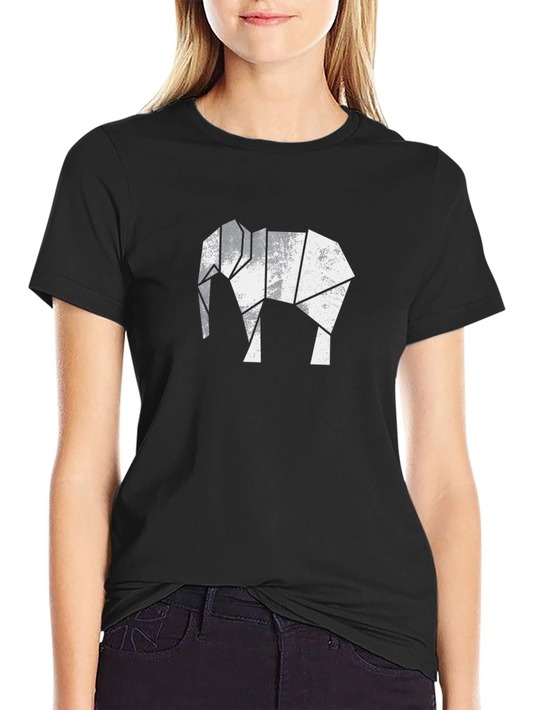 Geometric Elephant Graphic Tee - Modern Style